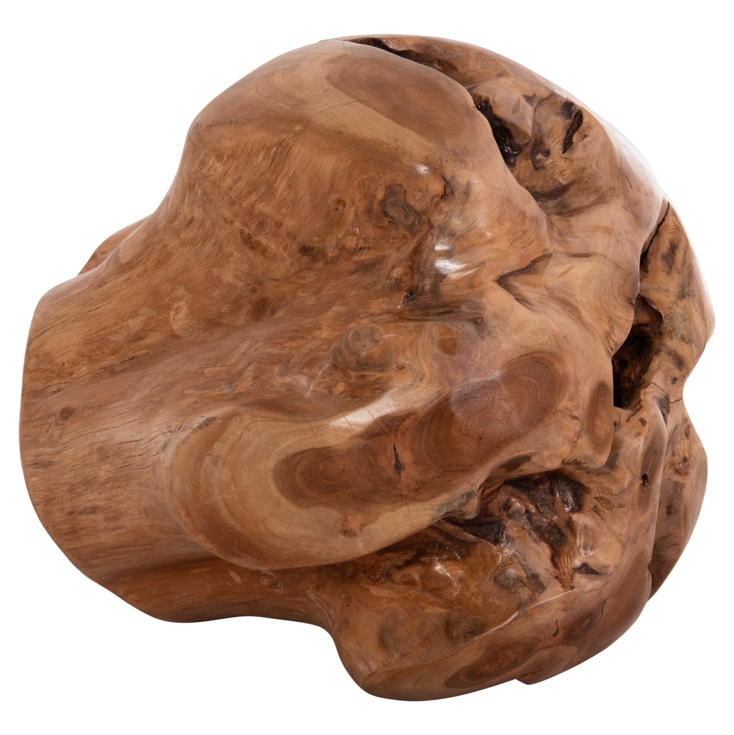 Декоративна подова неправилна топка Clemor- тиково дърво - естествена φ40см