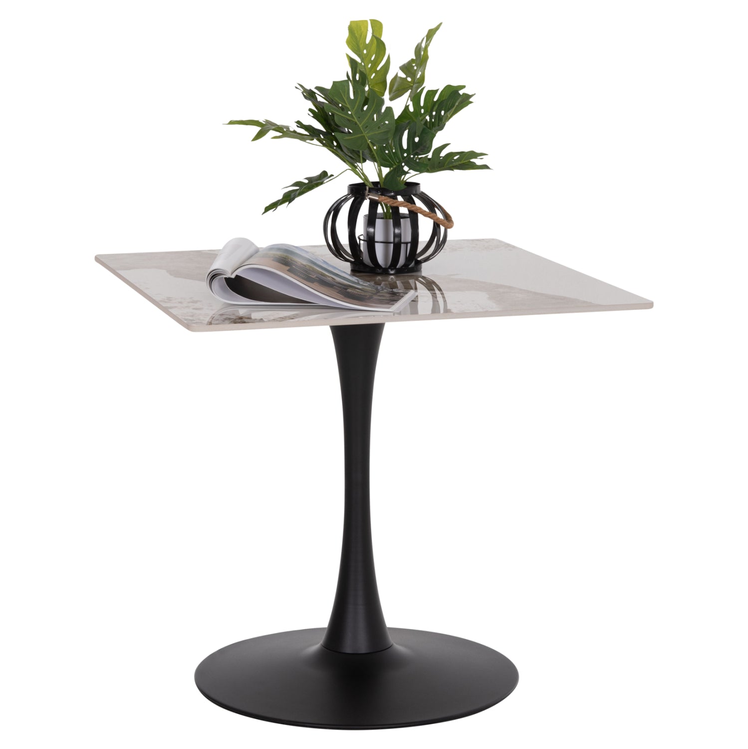 Трапезарна маса tetran черна основа -- синтерован камък pandora 80x80x74см