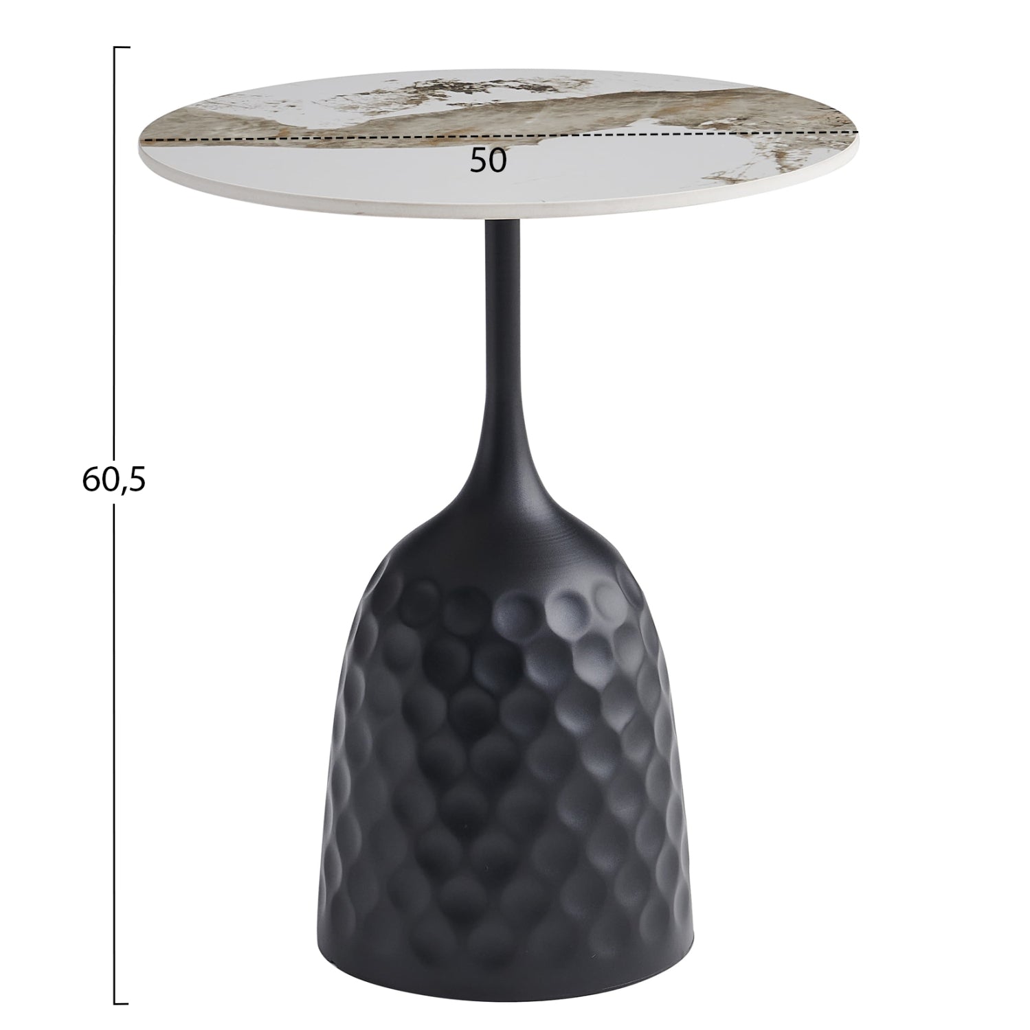 Маса за кафе LONGSTEM черна основа - синтерован камък,φ50