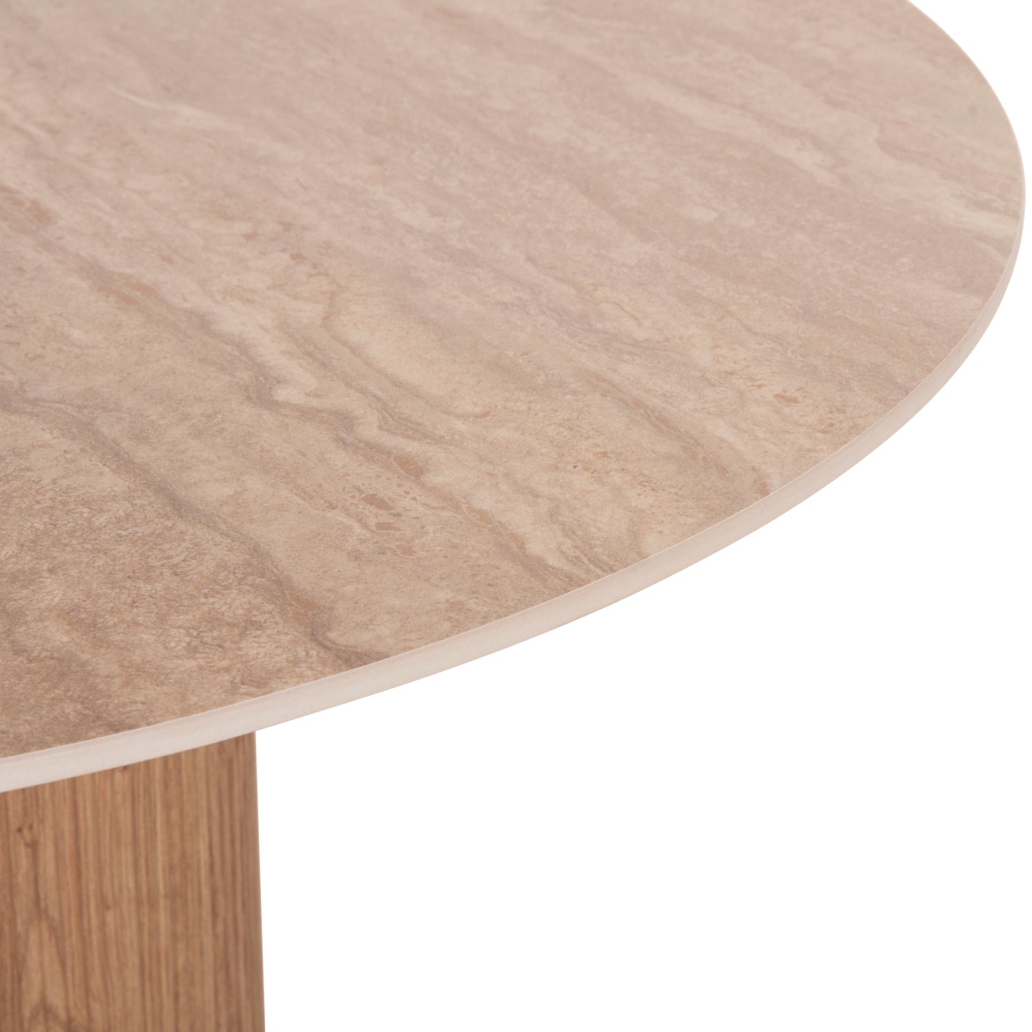 Трапезна маса TWIL керамичен плот вид на травертин-основа мдф φ126x77h