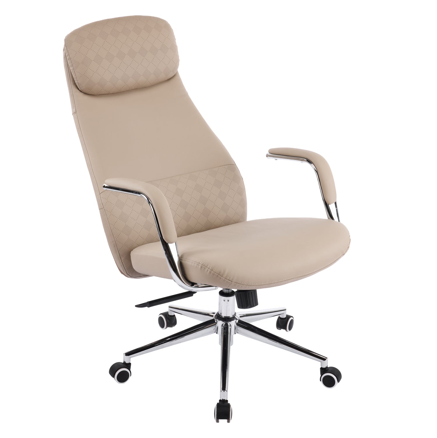 Офис стол Sonty бежов изкуствена кожа -- хромирана основа 67x68x125всм.