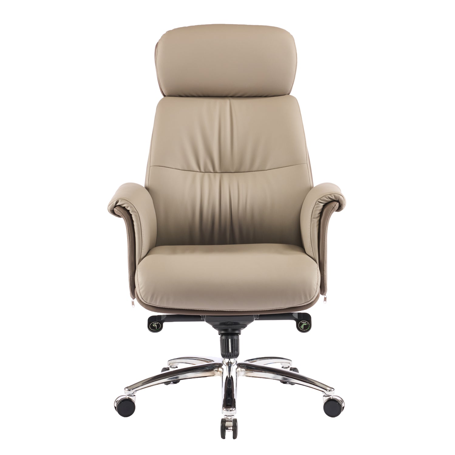 Офис стол Tomlin бежово-кафяв изкуствена кожа -- хромирана основа 72x74x128всм.