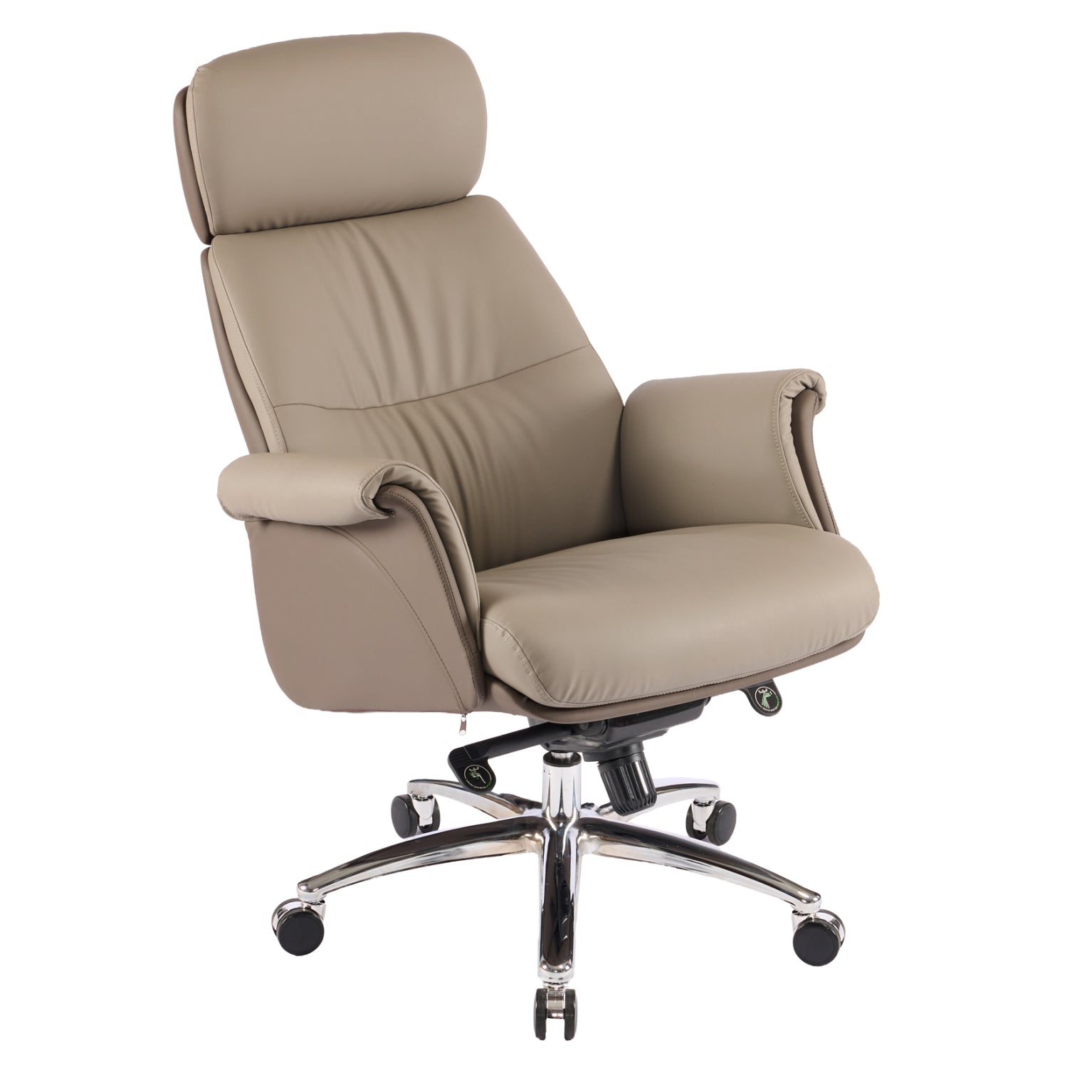 Офис стол Tomlin бежово-кафяв изкуствена кожа -- хромирана основа 72x74x128всм.