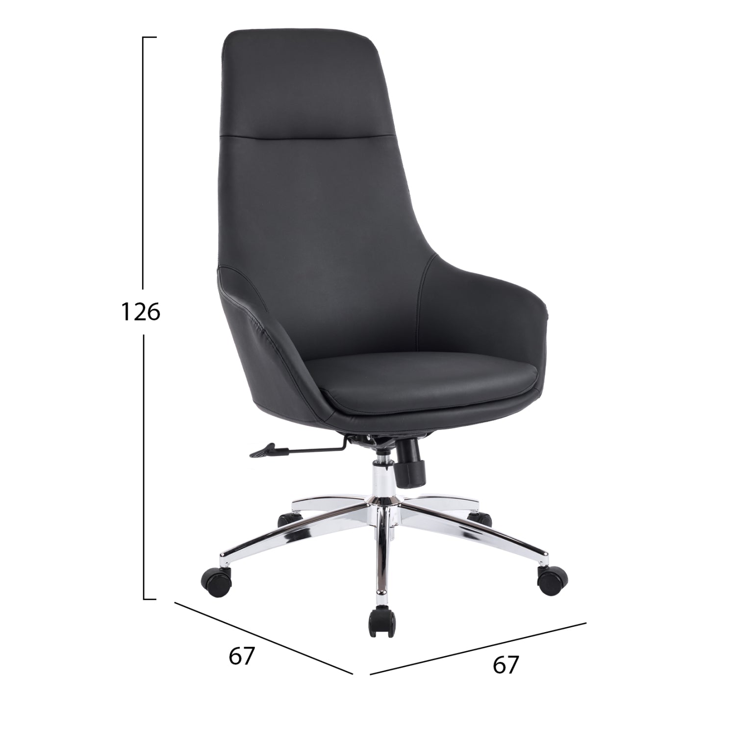 Офис стол Bekker черна изкуствена кожа -- хромирана основа 67x67x126всм.