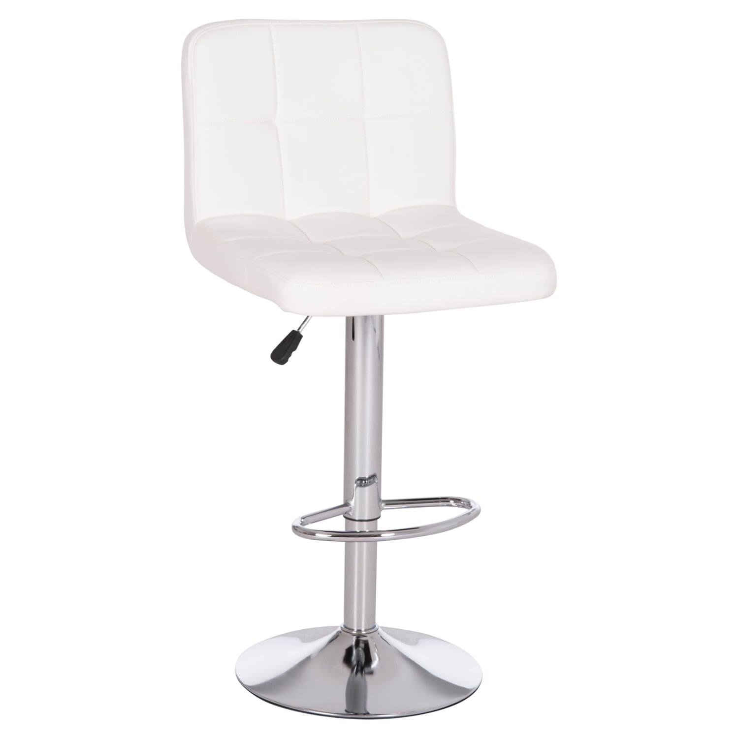 Бар стол Диана бяла еко кожа крак хром