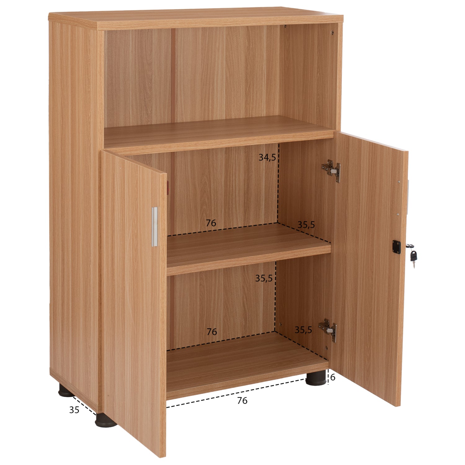 Офис шкаф VANCE цвят бук 80x38x118.5см