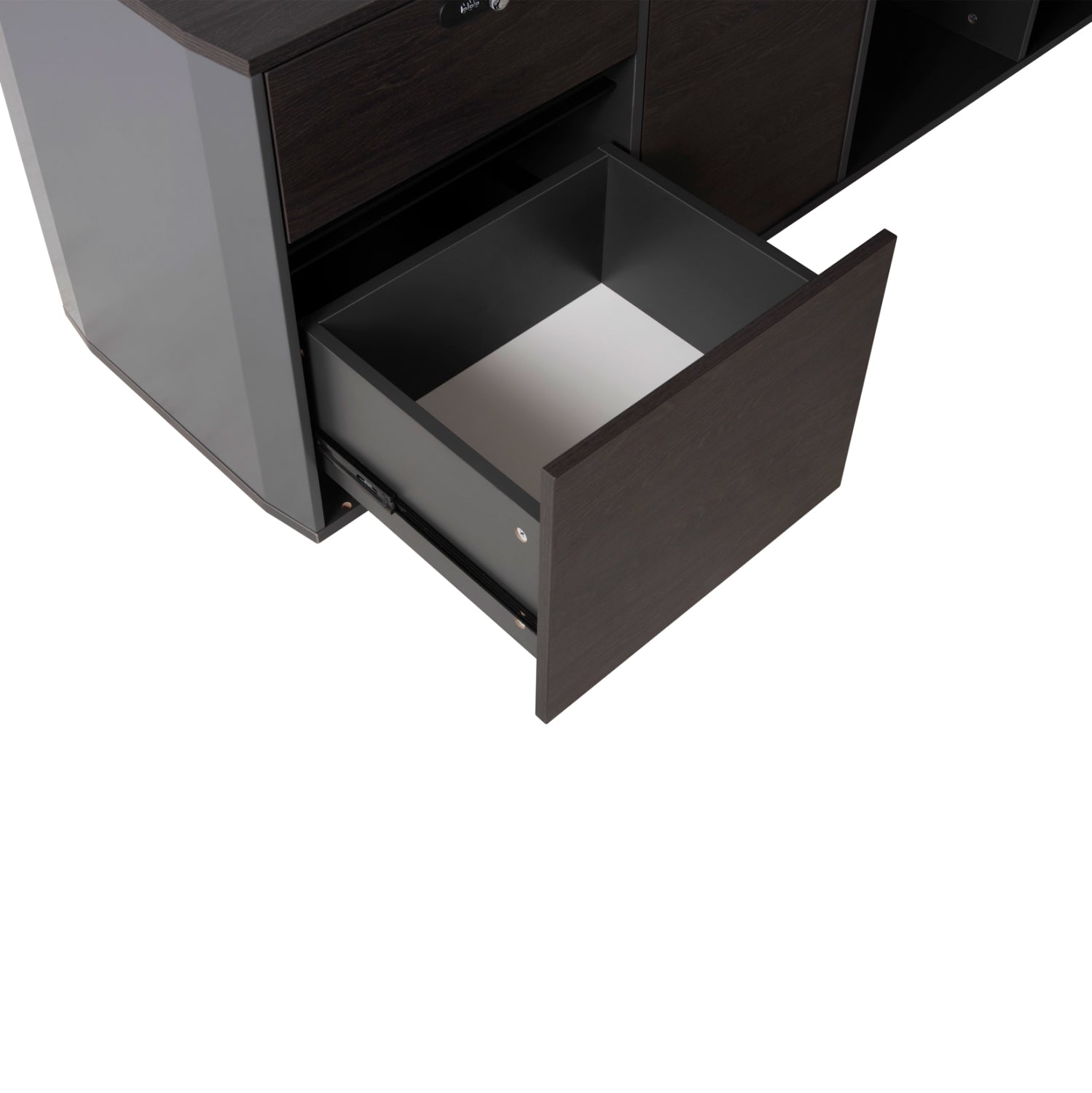 Професионално офис бюро ROSEWOOD ляв ъгъл цвят сив-венге 220X180X76см