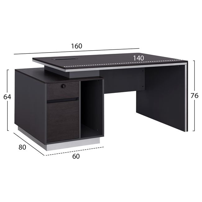 Офис бюро ROSEWOOD - ляв шкаф цвят венге 220X180X76см