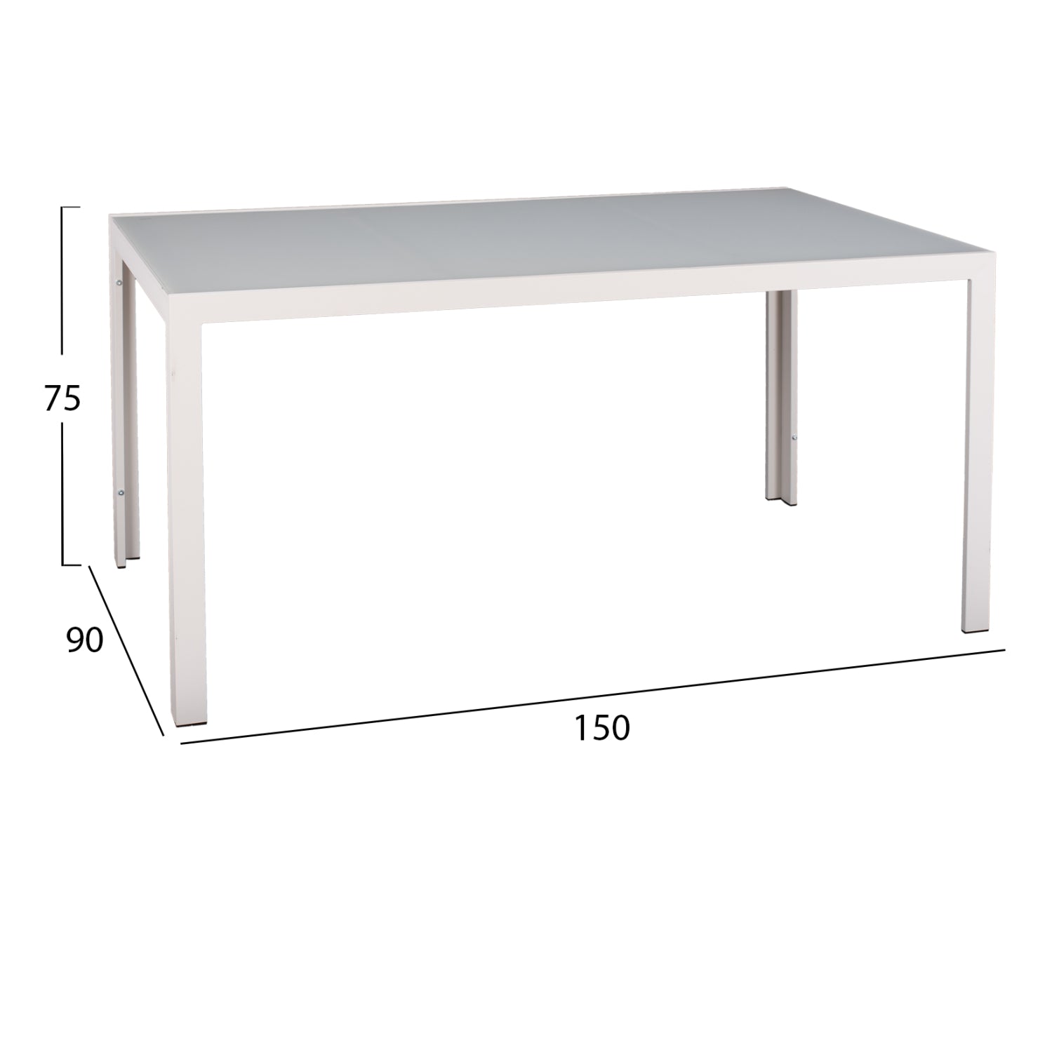 Градински комплект от 5 части/ бяла метална маса 150/90см- бели метални столове