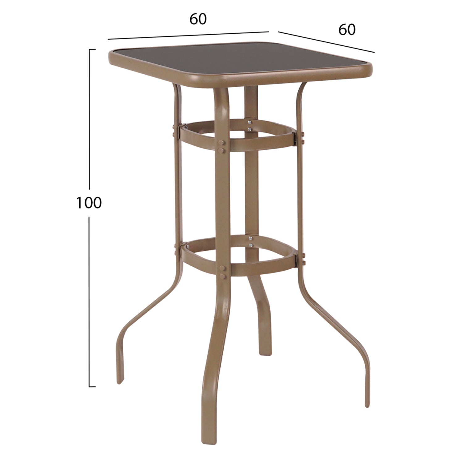 Бар комплект за градина Laura от 3 части с маса 60x60x100 КГ21054.04, цвят шампанско, метал и алуминий