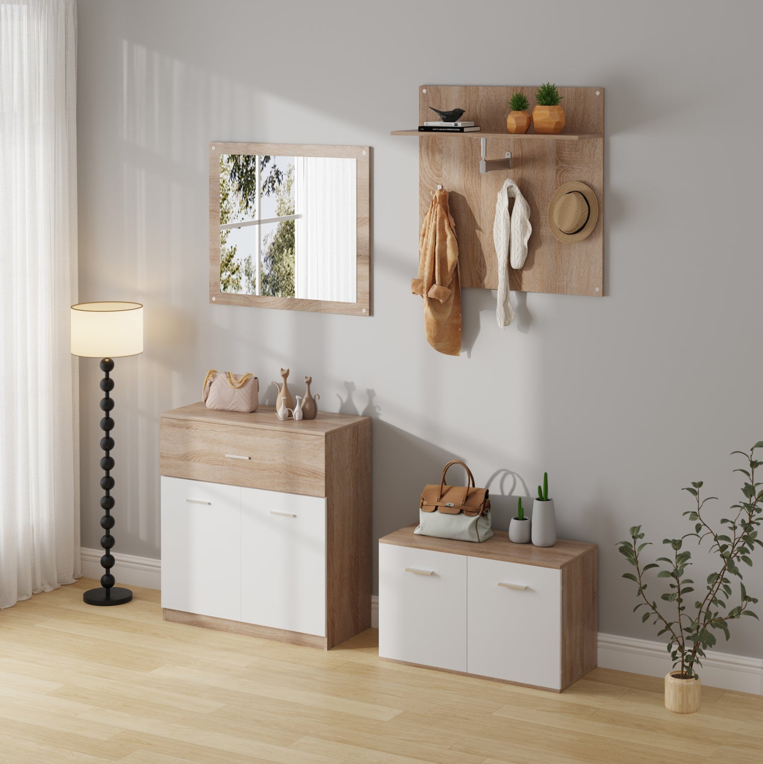 Комплект за вход 4 част dionne меламин в цвят sonama-white