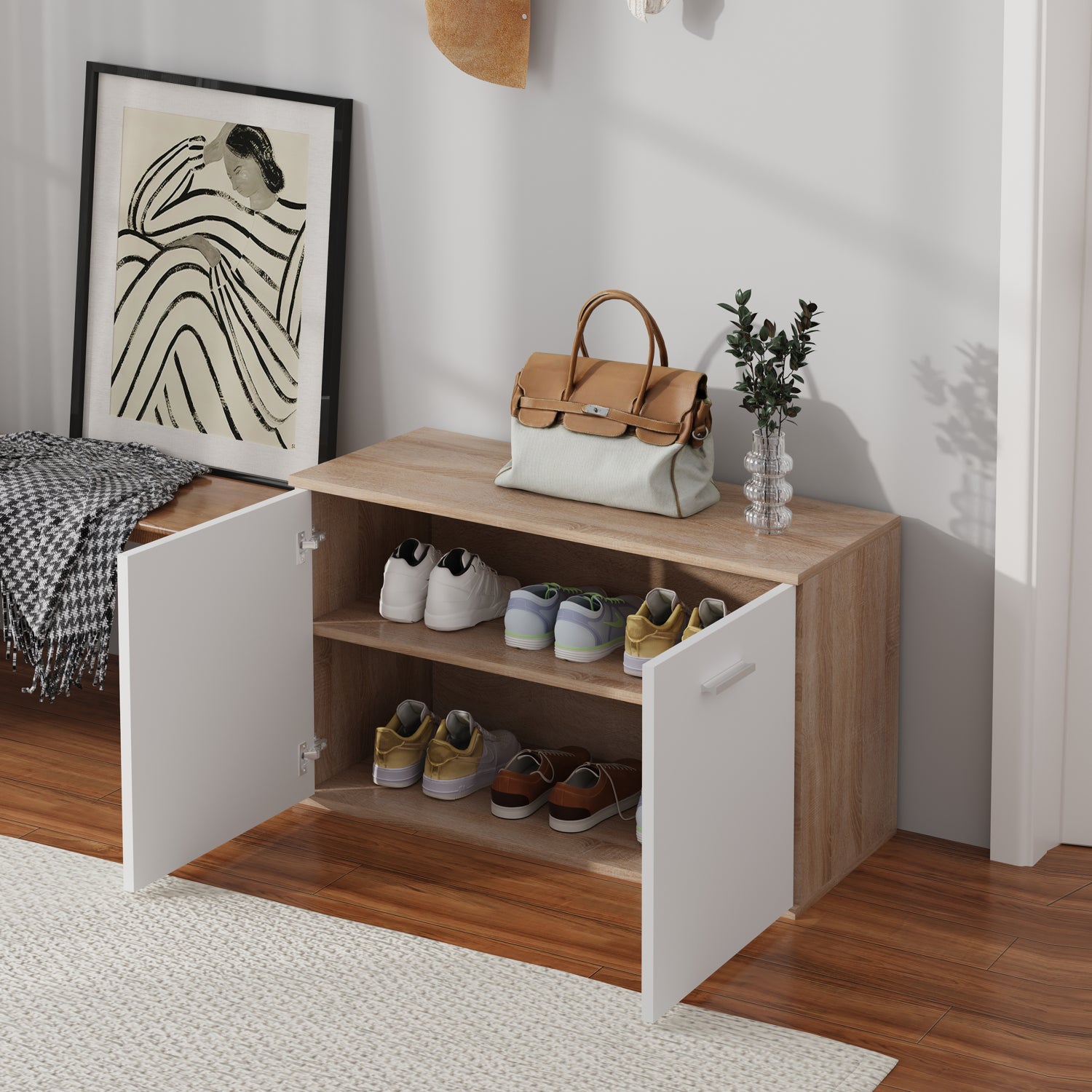 Комплект за вход 4 част Dionne меламин в цвят sonama-white