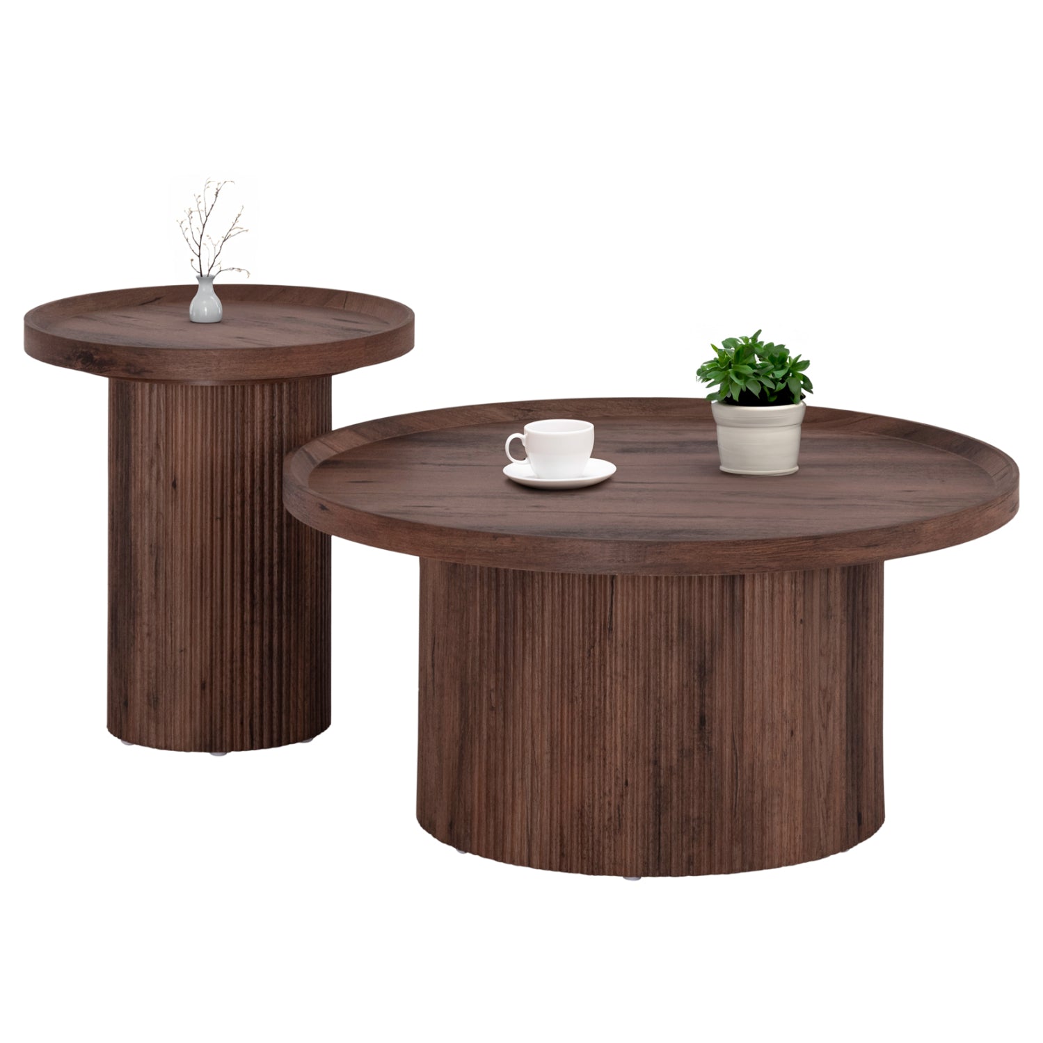 Комплект 2 холни маси MARGON тъмно кафяв мдф φ80см и φ45см