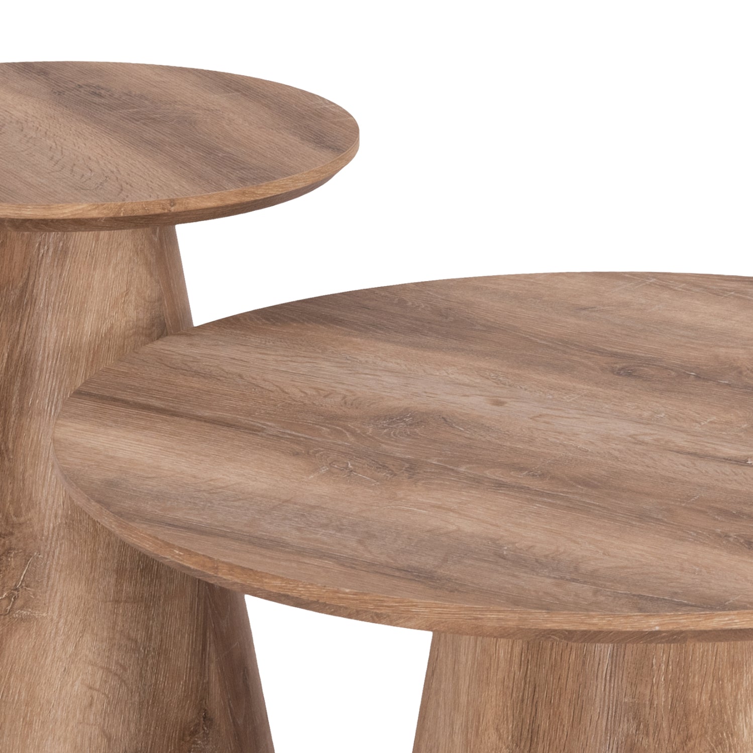 Комплект 2 холни маси Кaran естествено дърво мдф φ80см и φ45см