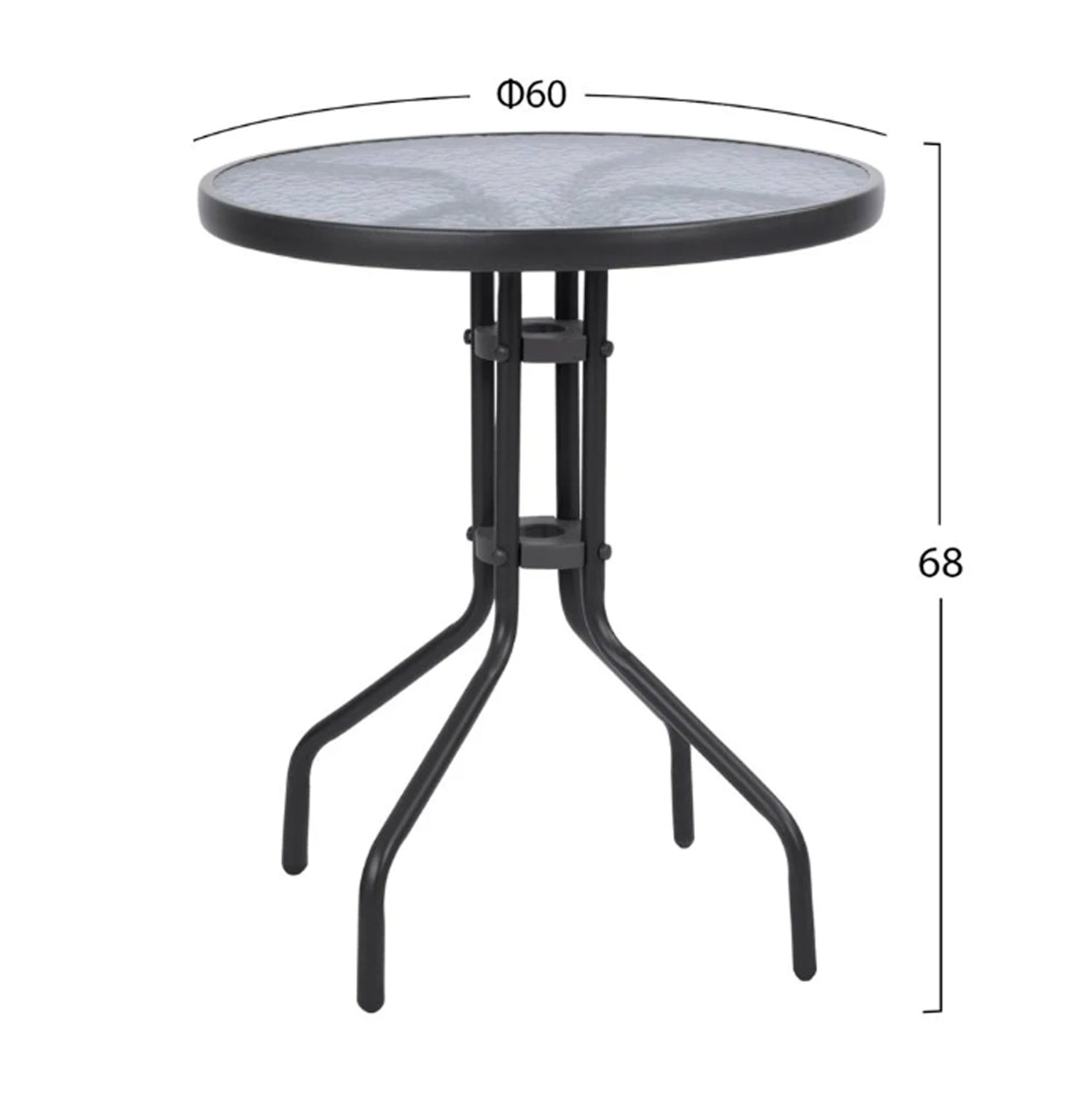 Комплект градински от 3 части маса Лима Φ60x68 с 2 стола - сив цвят