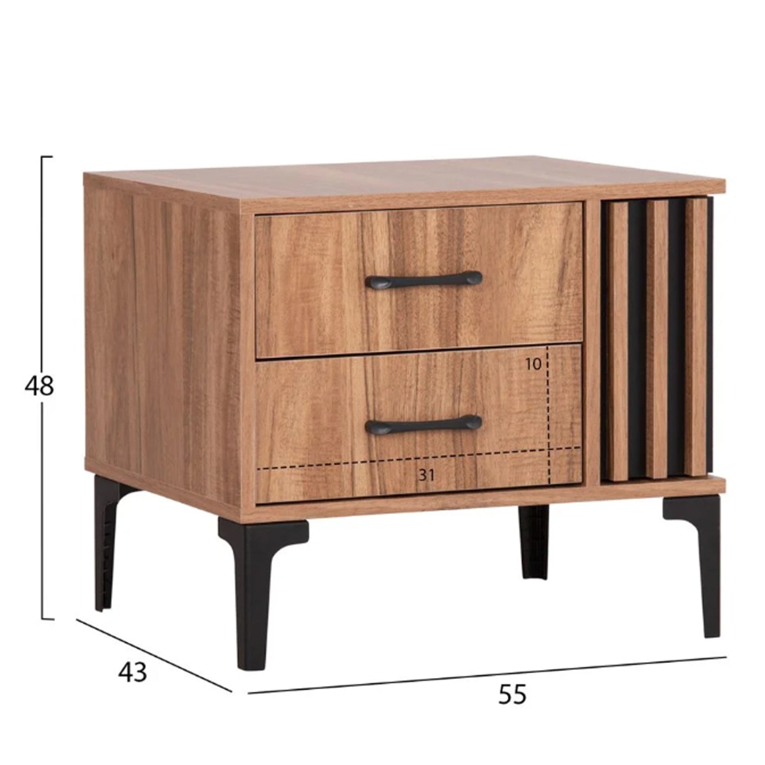 Спален комплект от 4 част harry меламин в естествено дърво и черен цвят