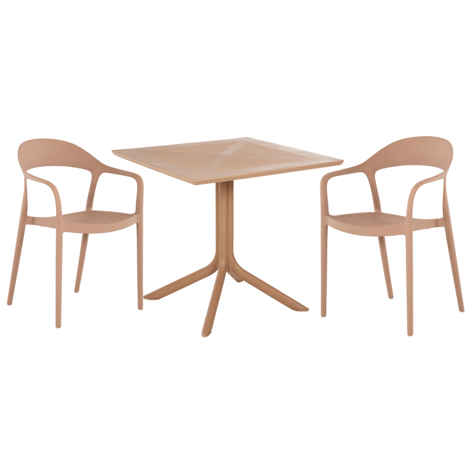 Външен трапезен комплект 3бр Сleo с маса 80x80x75 в капучино