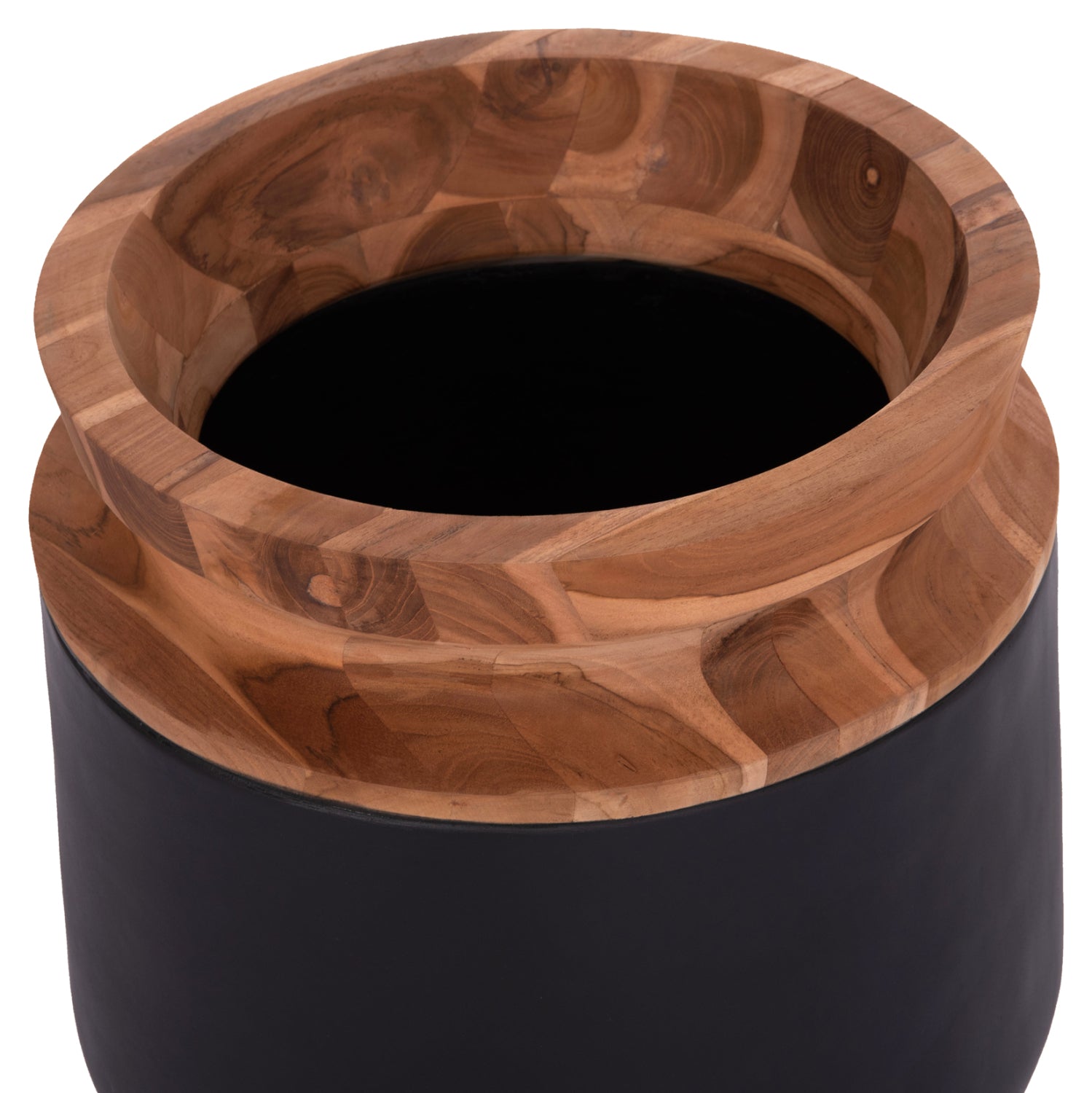 Декоративни подови вази 2бр. LINTER фибро цимент черно-тиково дърво 47сми 60cm