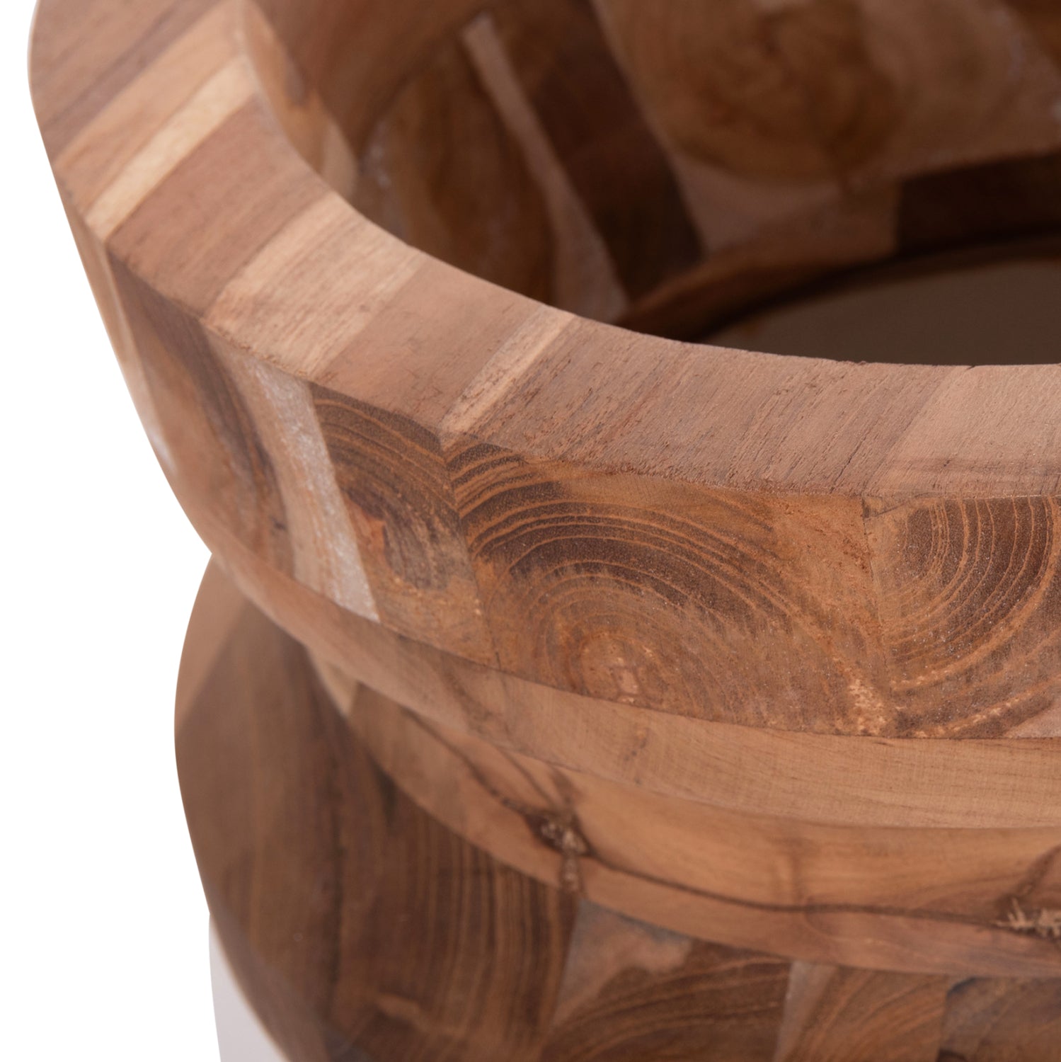 Декоративни подови вази 2бр. LINTER фибро цимент бяло-тиково дърво 47см & 60cm