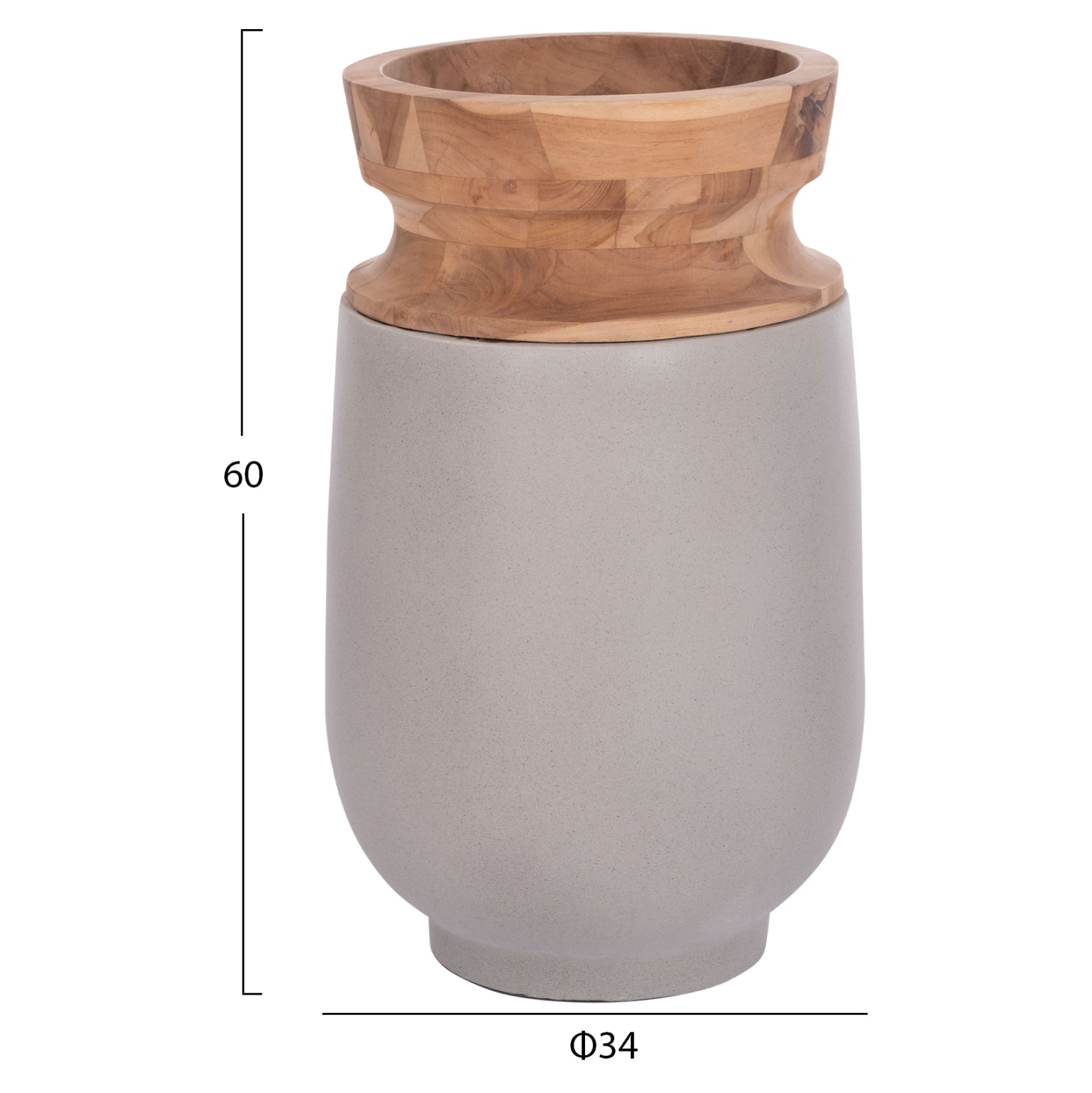 Декоративни подови вази 2бр. LINTER фибро цимент /сиво-тиково дърво 47см и 60см