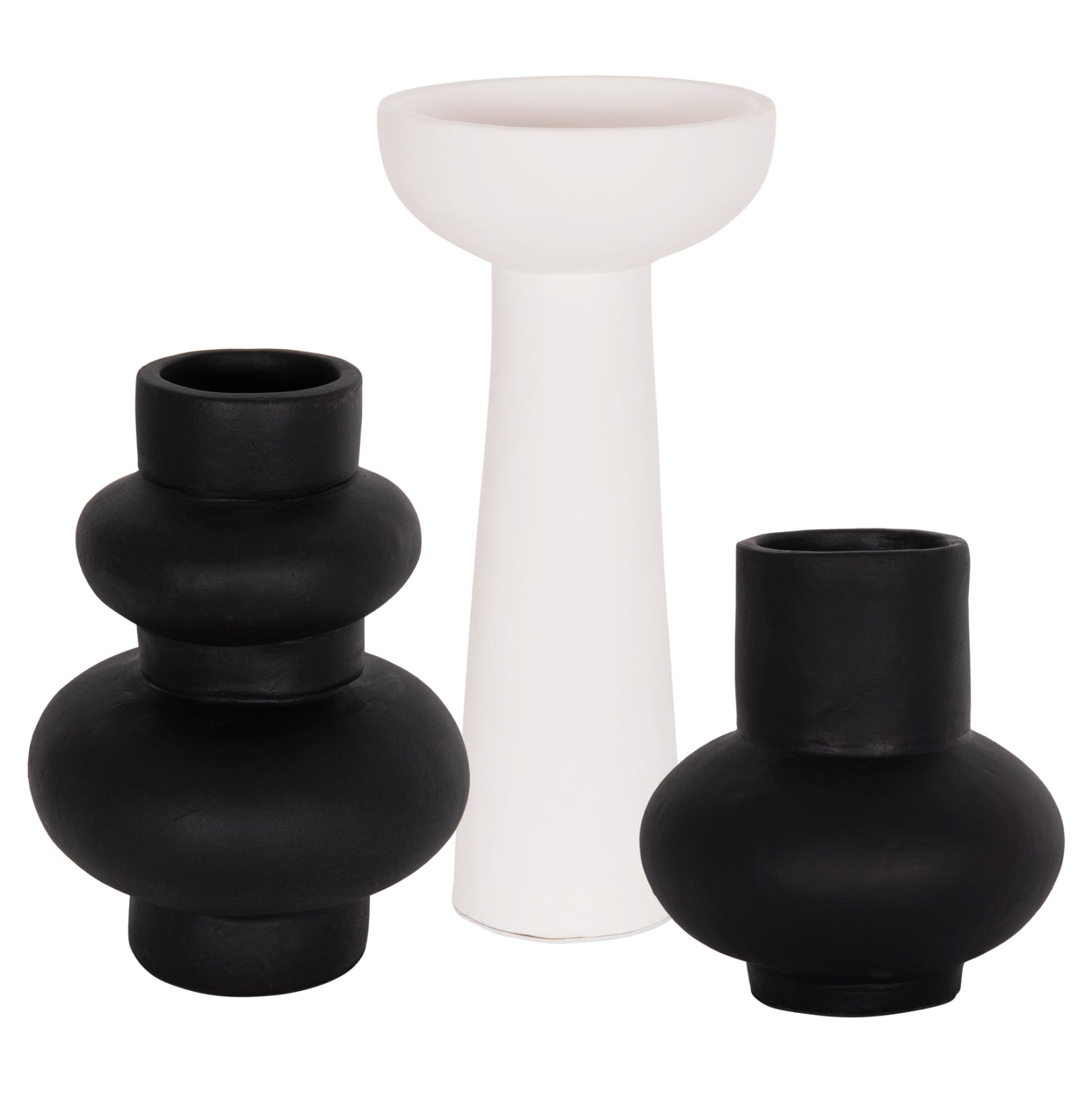 Комплект от 3 настолни декоративни вази LEKKAN 21142.01 теракота в бяло и черно