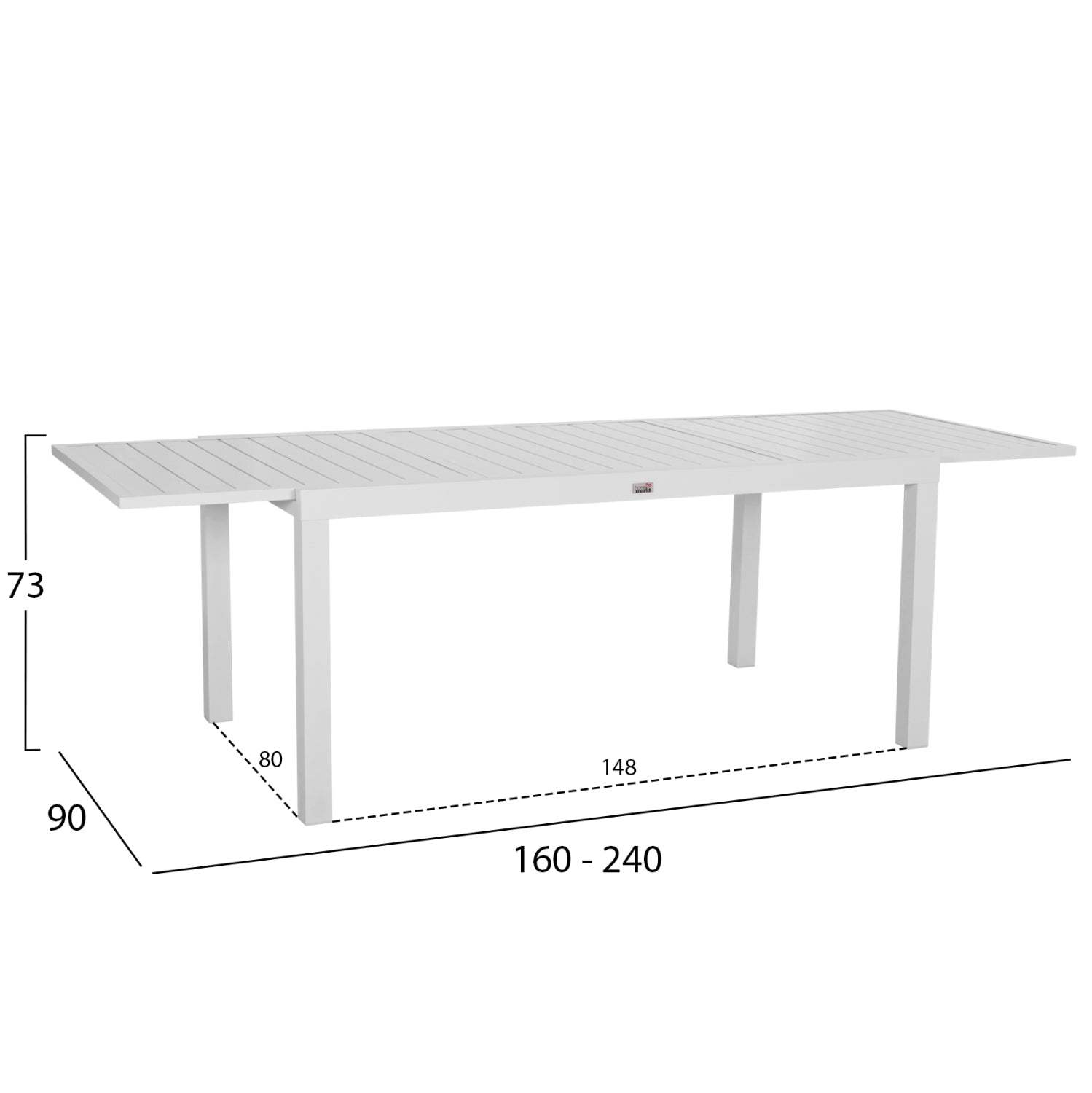 Външен трапезен комплект 7бр Крум бял алуминиев с маса 160-240x90x73