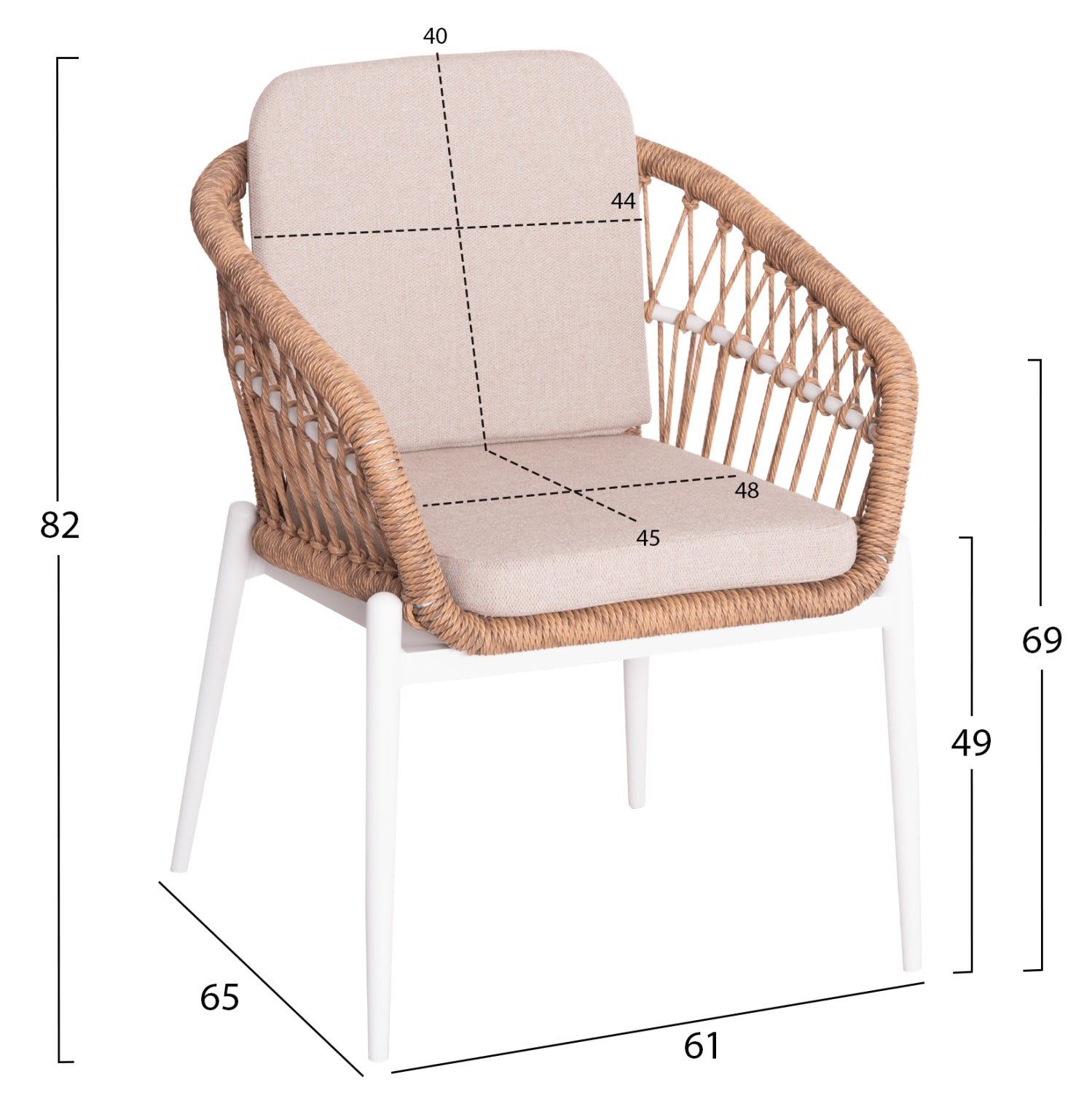 Външен трапезен комплект 7бр Крум бял алуминий--ператан с маса 160-240x90x73
