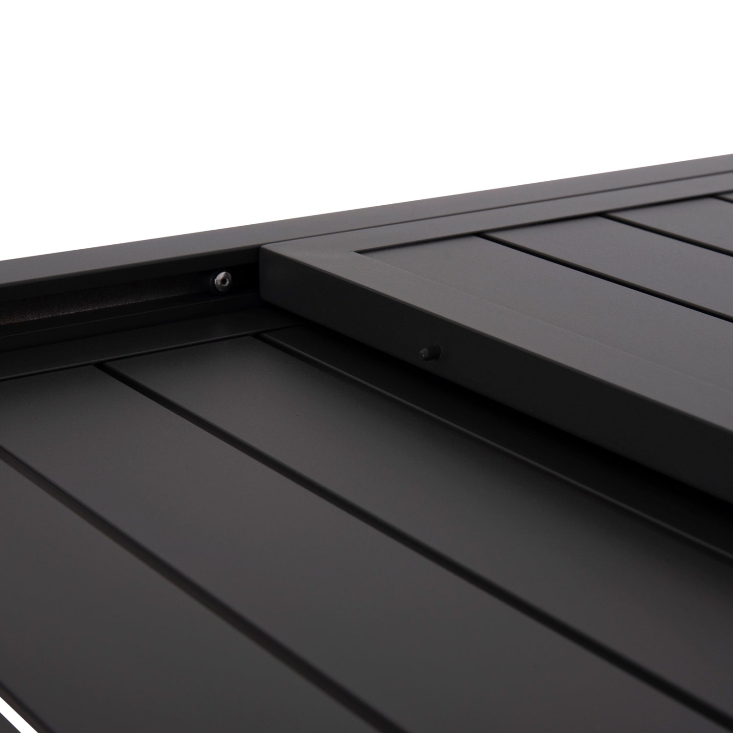 Външен трапезен комплект 7бр Krum тъмно сив алуминиев ратанов с маса 160-240x90x73