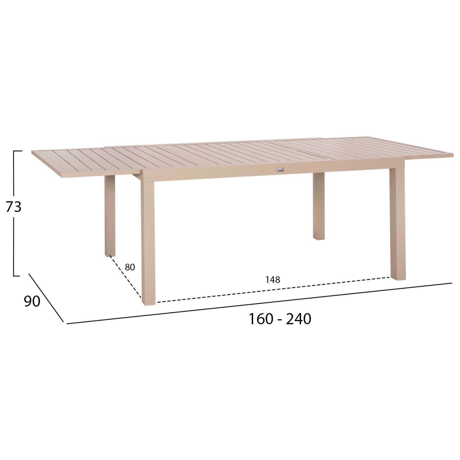 Външен трапезен комплект 7бр Крум алуминий в цвят на шампанско с маса 160-240x90x73