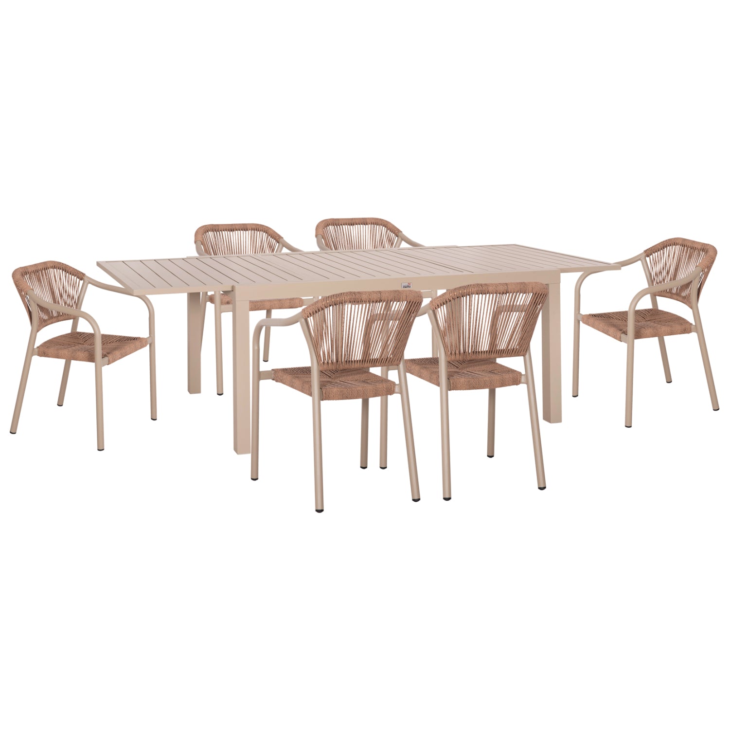 Външен трапезен комплект 7бр Крум мока алуминий--ператан с маса 160-240x90x73