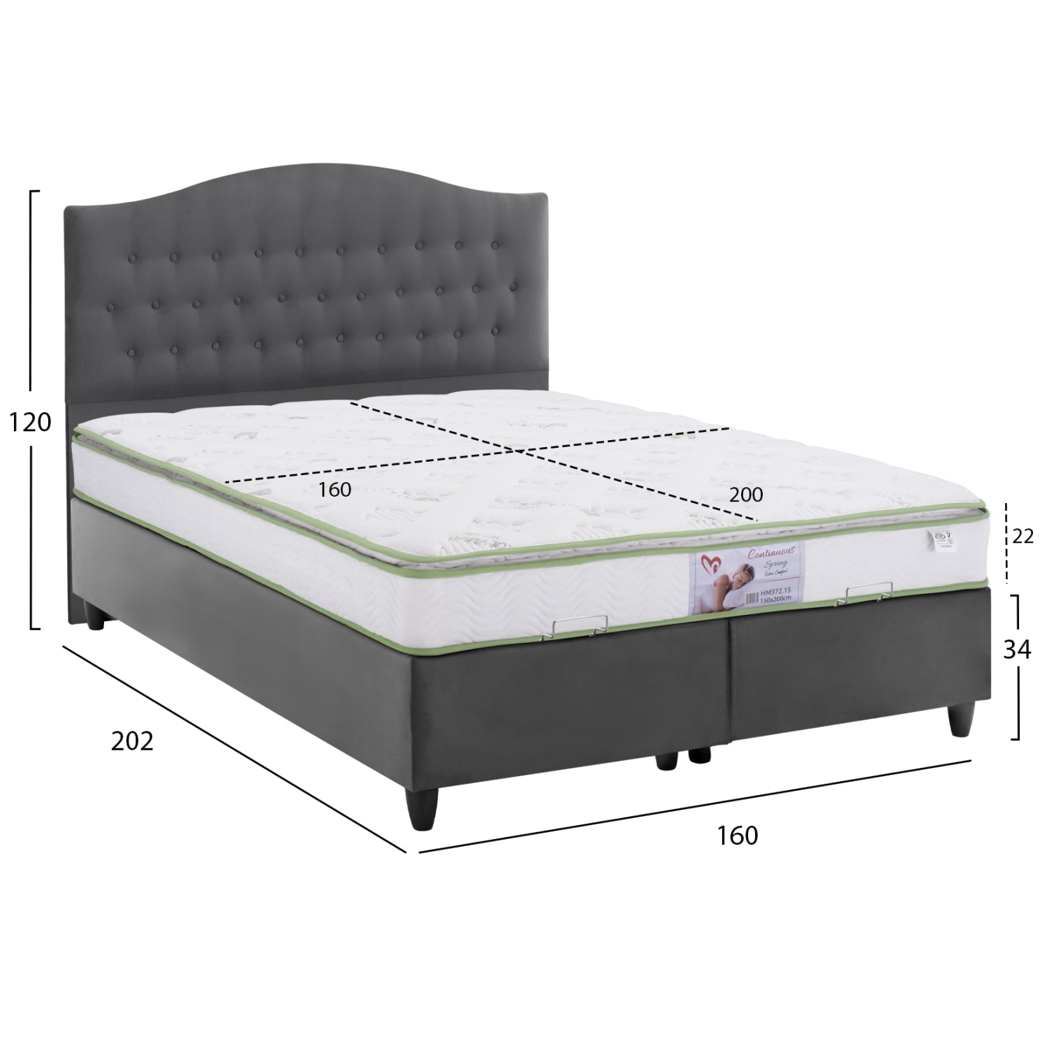 Спалня Малена сив цвят с матрак 160х200см