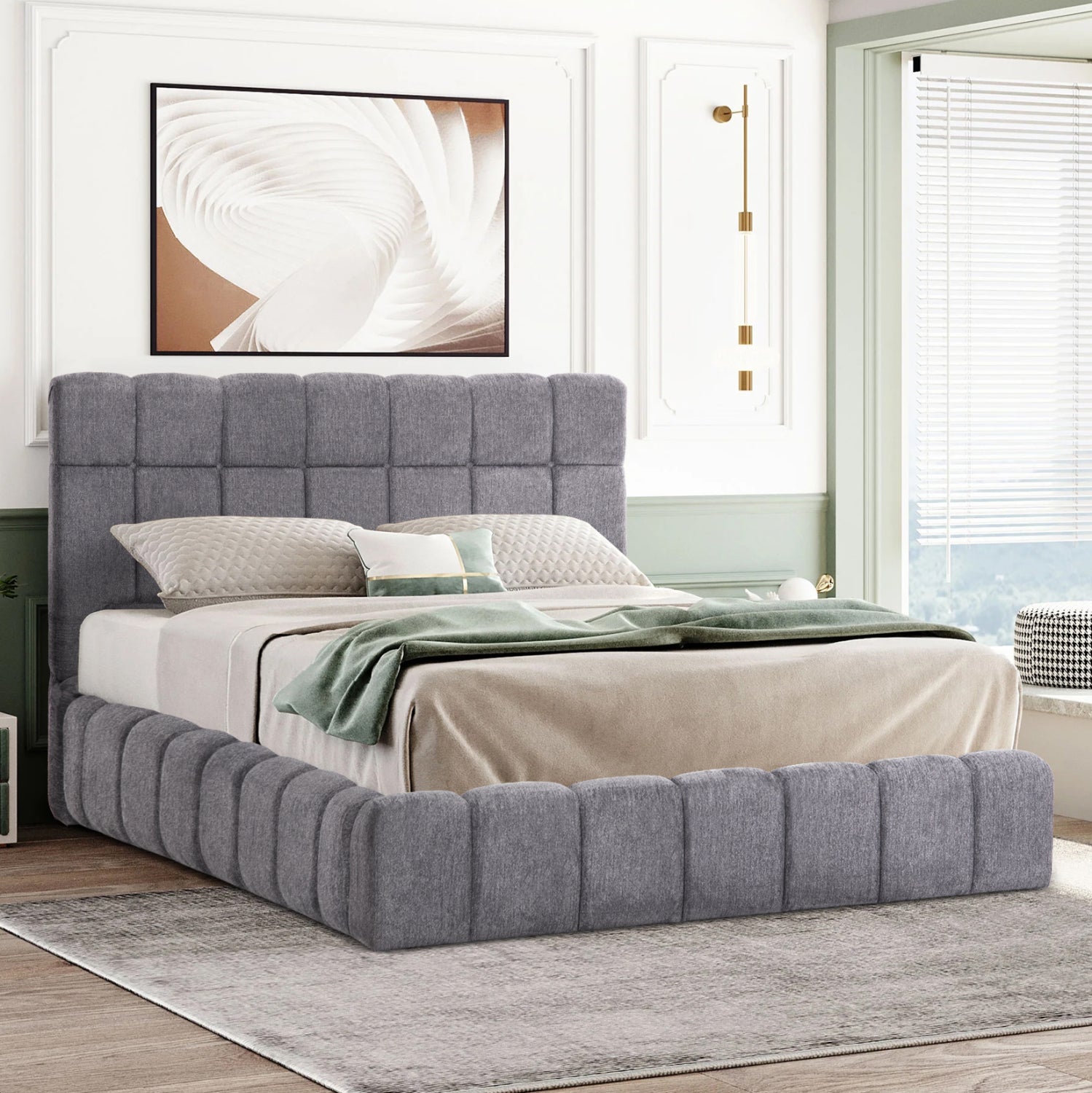 Двойно легло с матрак и място за съхранение RAMON букле 160x200cm