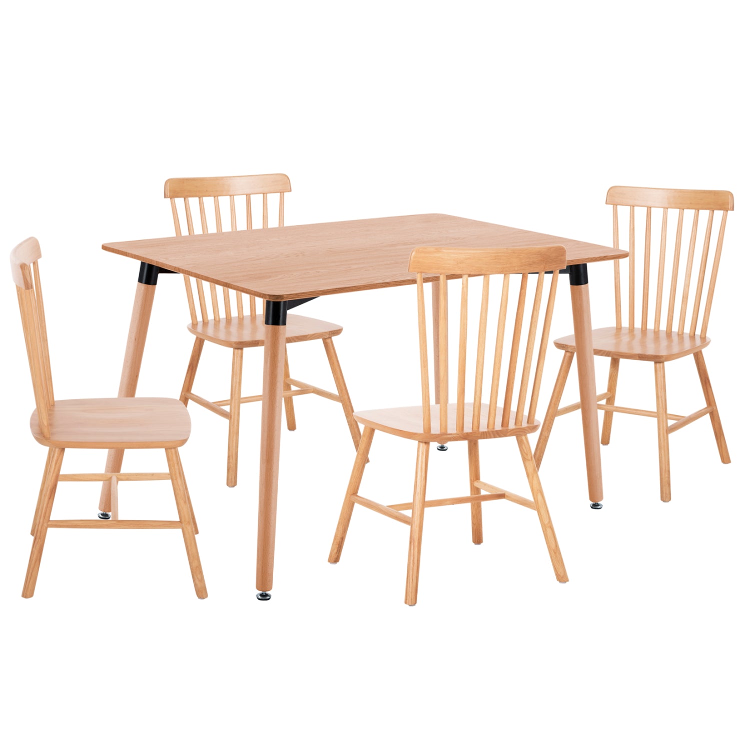 Трапезен комплект 5бр lucien мдф плот и бук в естествен цвят