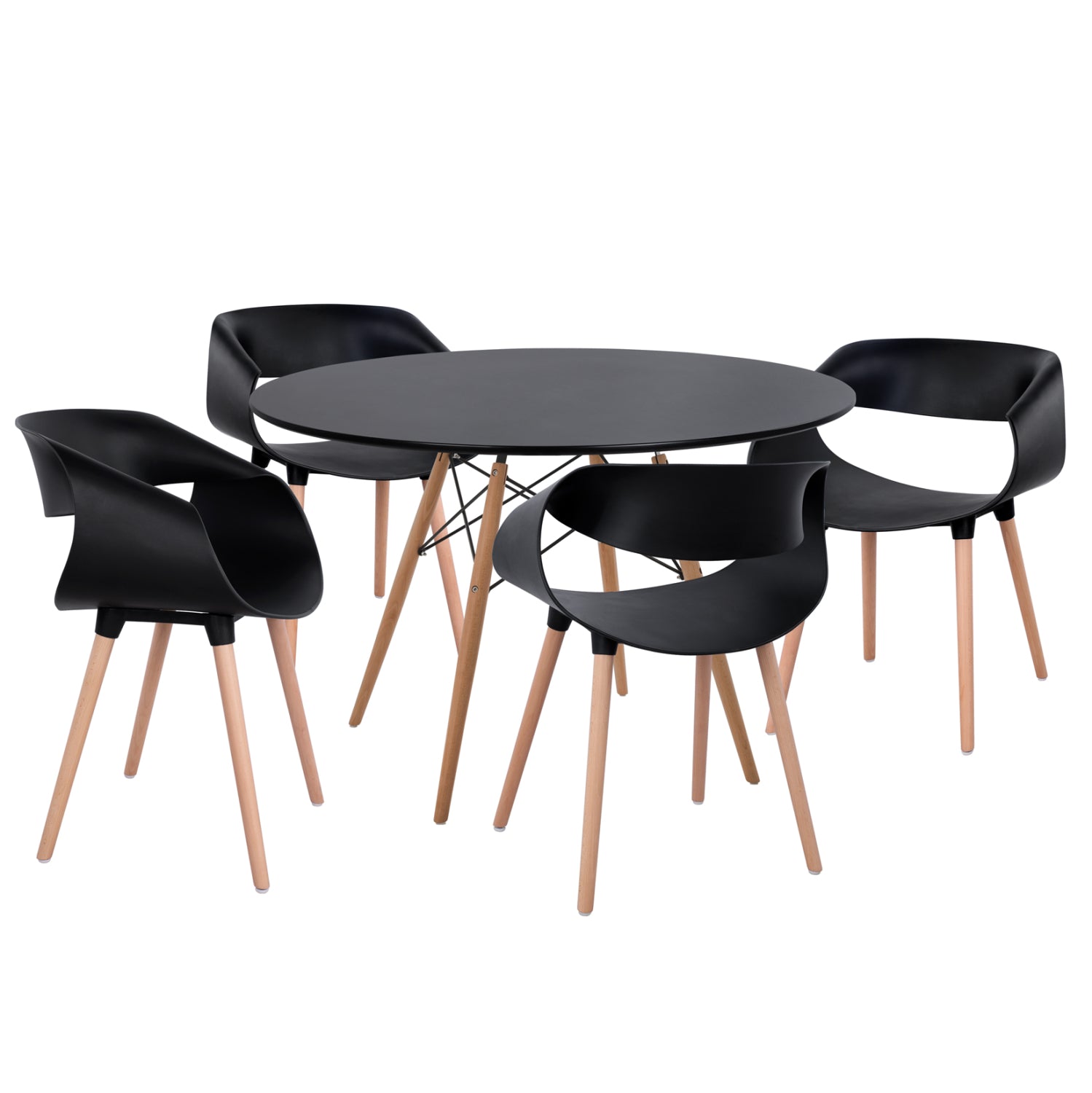 Трапезен комплект 5бр maggie КГ21187 mdf плот и черен полипропилен