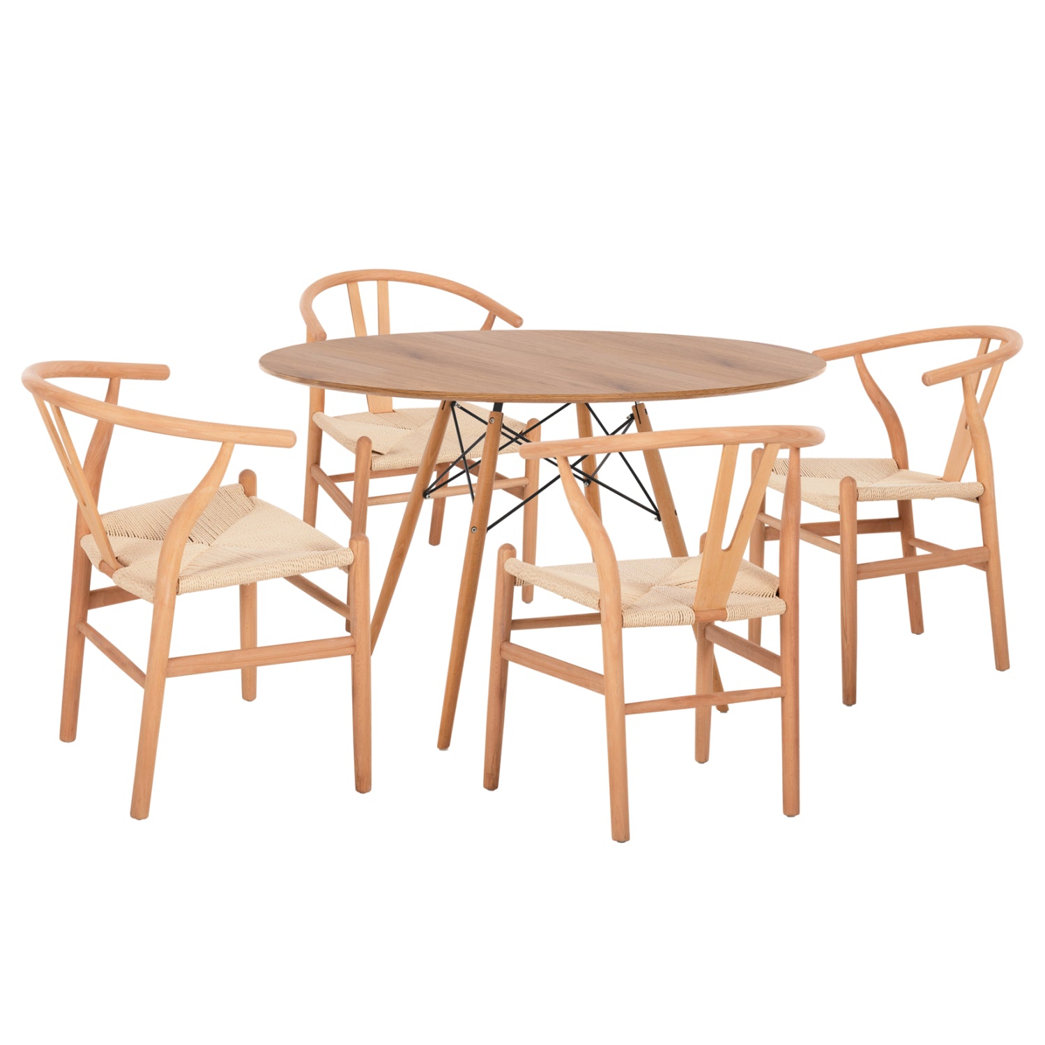 5бр. трапезен комплект brave с 4 столова и кръгла маса