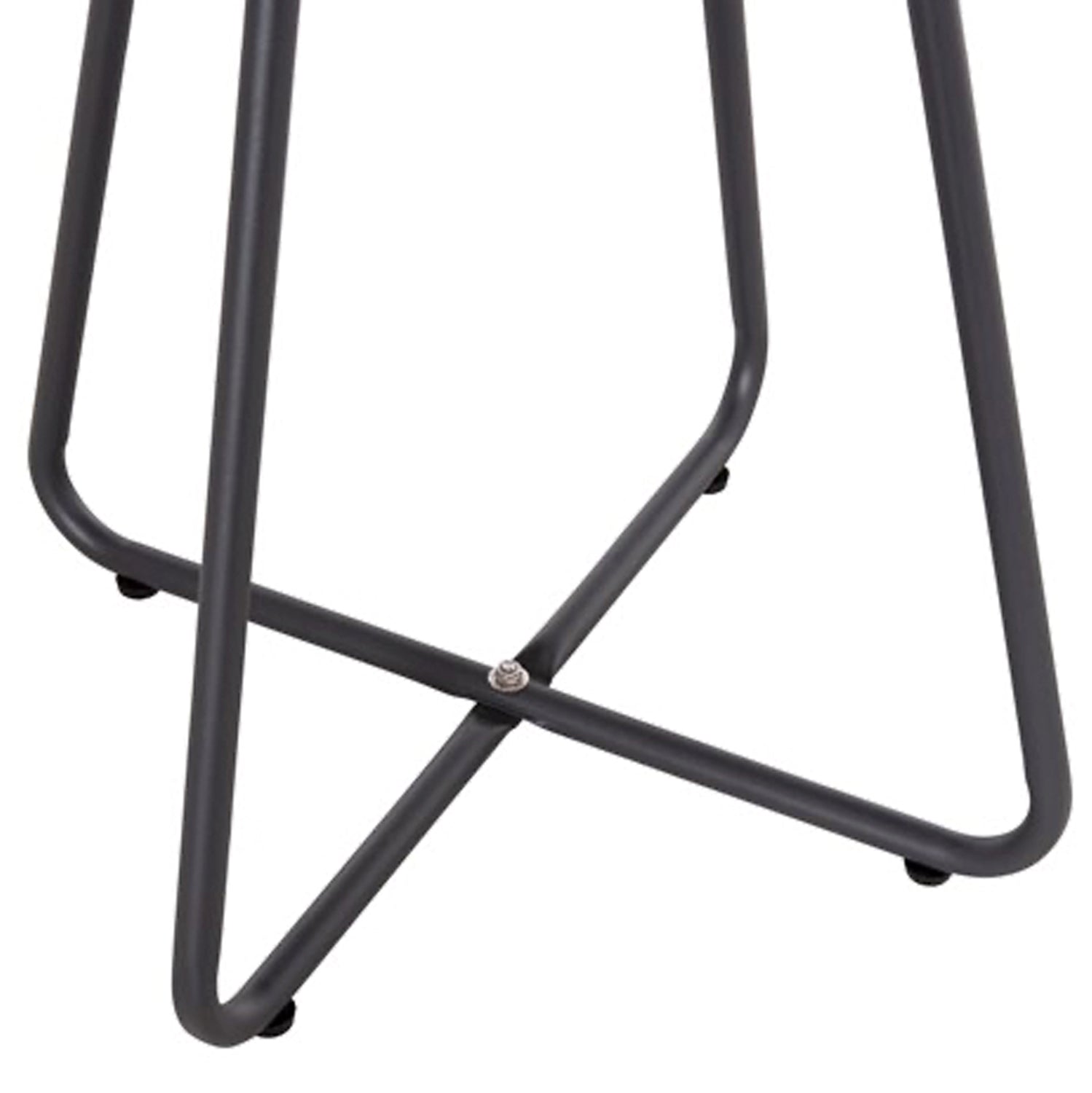 Лаундж комплект PONY 3части метал в сиво-ратанова композиция в бяло-черно с маса Φ40x50