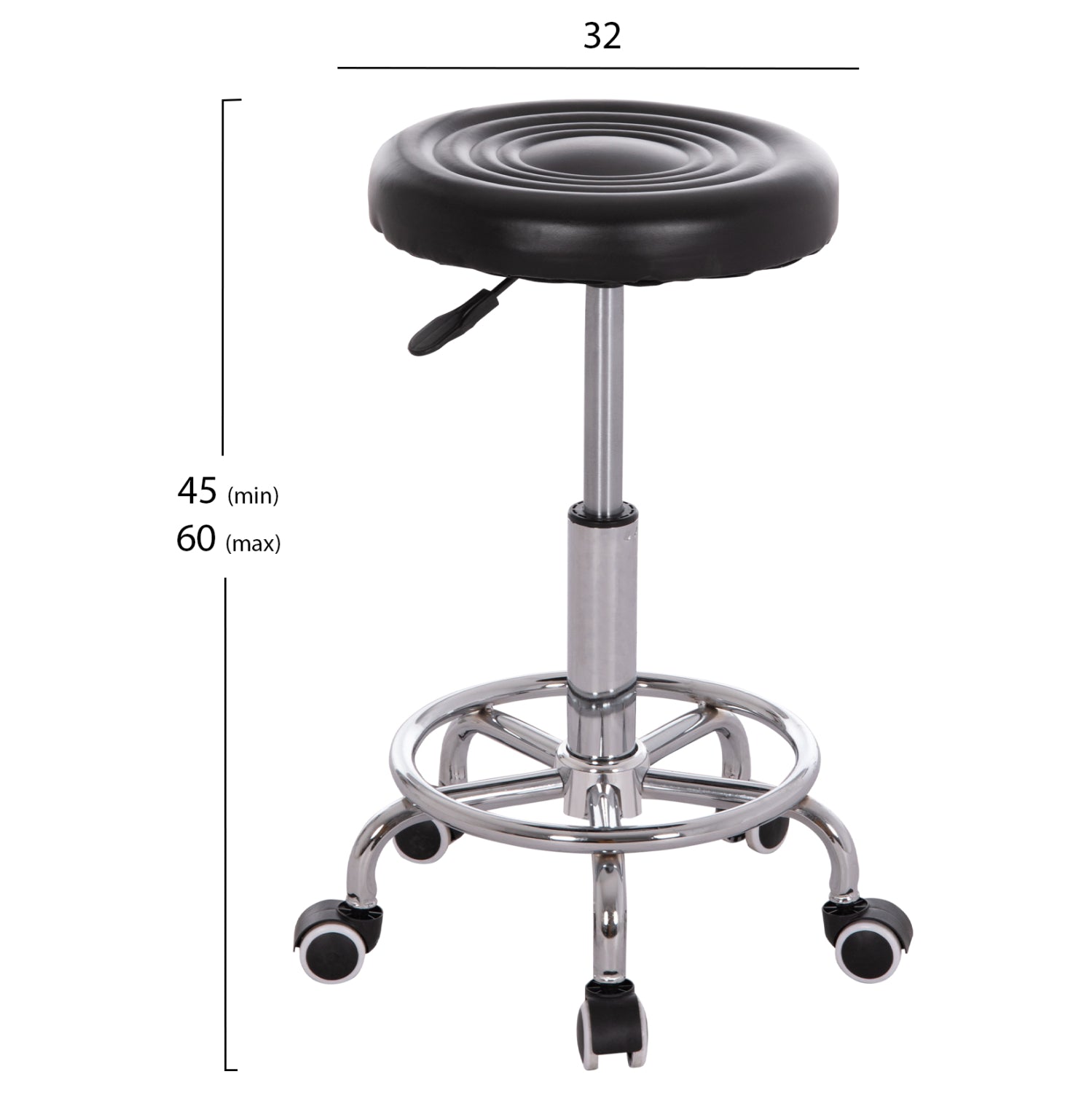 Дизайнерска въртяща се табуретка Iris черна pu homemarkt φ32x45-60hсм.