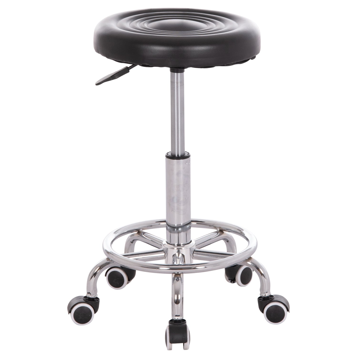 Дизайнерска въртяща се табуретка Iris черна pu homemarkt φ32x45-60hсм.