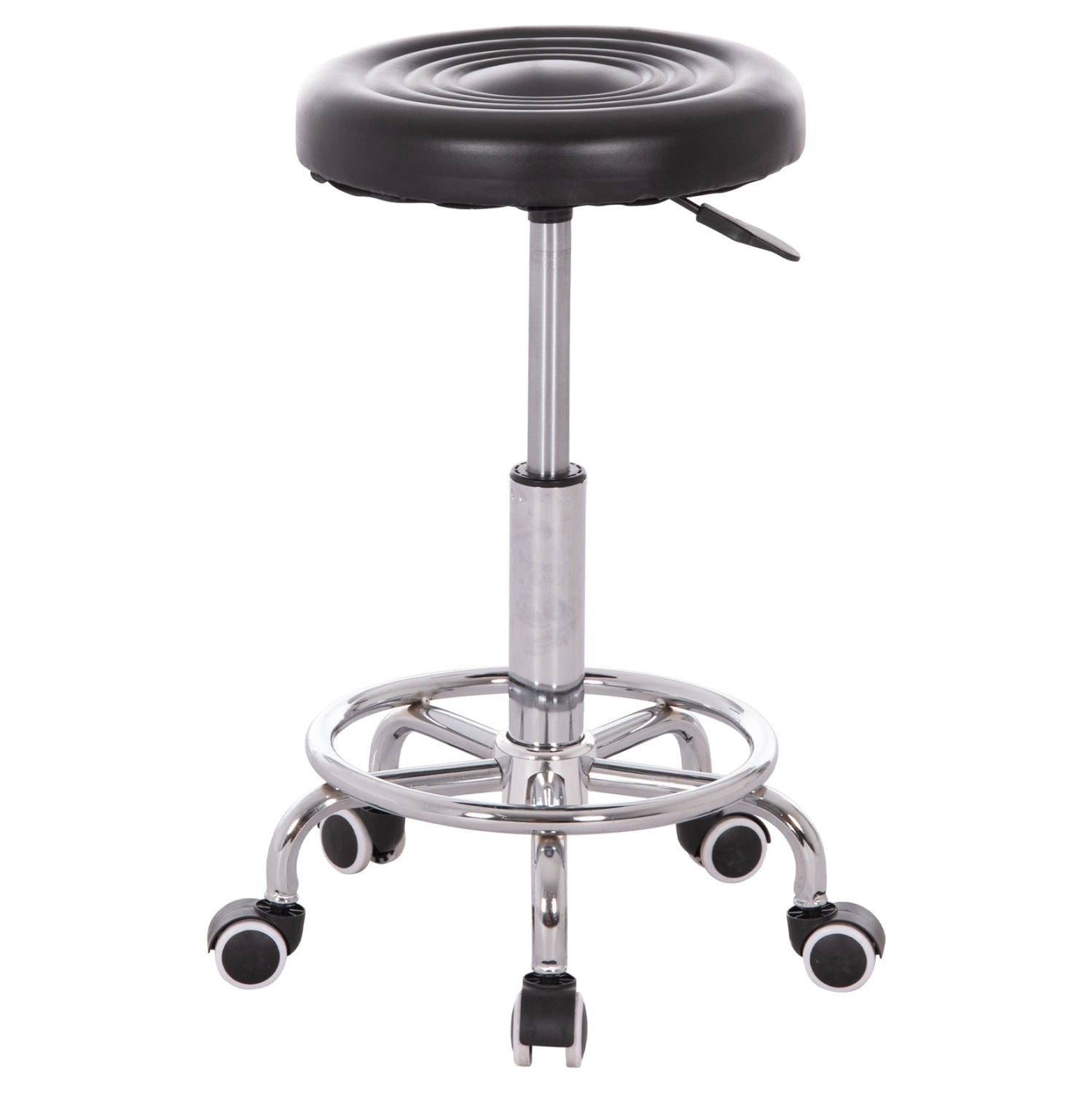 Дизайнерска въртяща се табуретка Iris черна pu homemarkt φ32x45-60hсм.