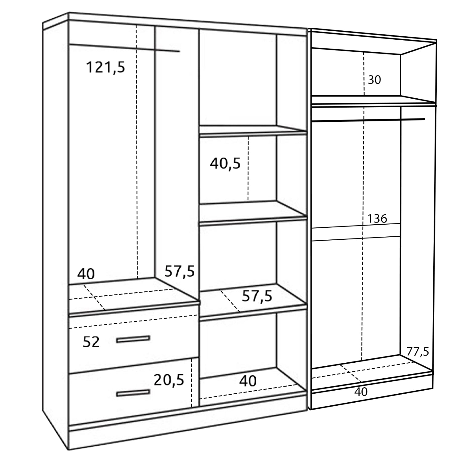 Гардероб 6-крилен BLAKELY цвят меламин сонома 201x43x181см