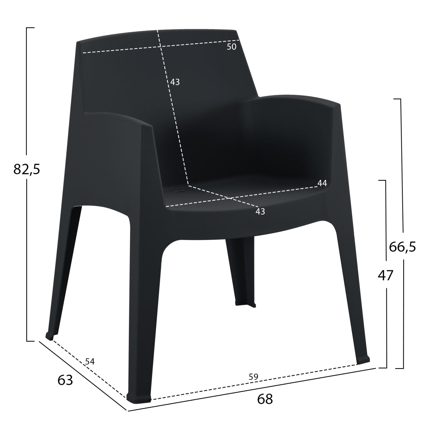 Комплект за външен отдих от 4 часта, елегантен черен полипропилен
