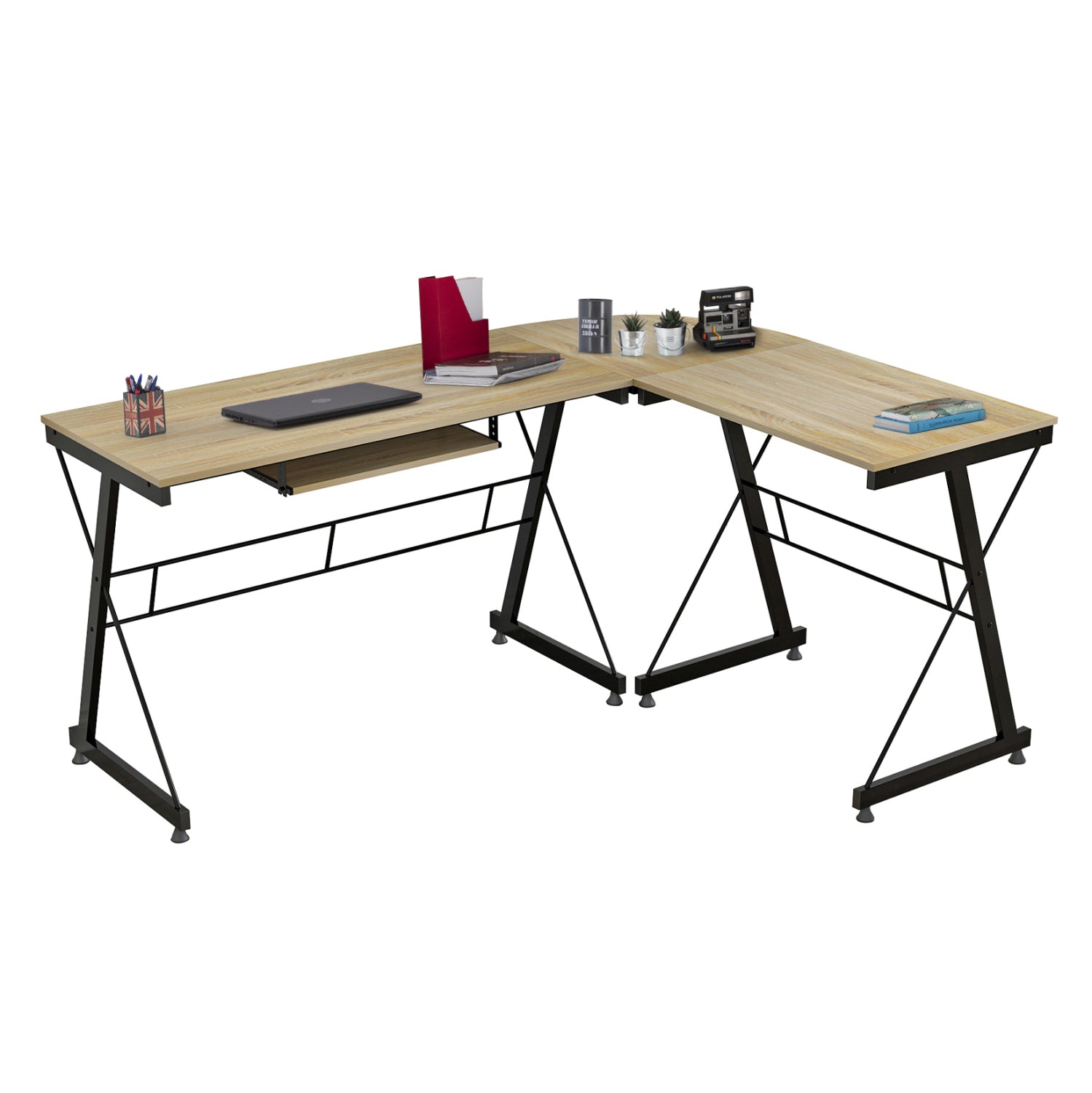 Ъглово бюро 2127 цвят сонома с черни крака 158X120X74см