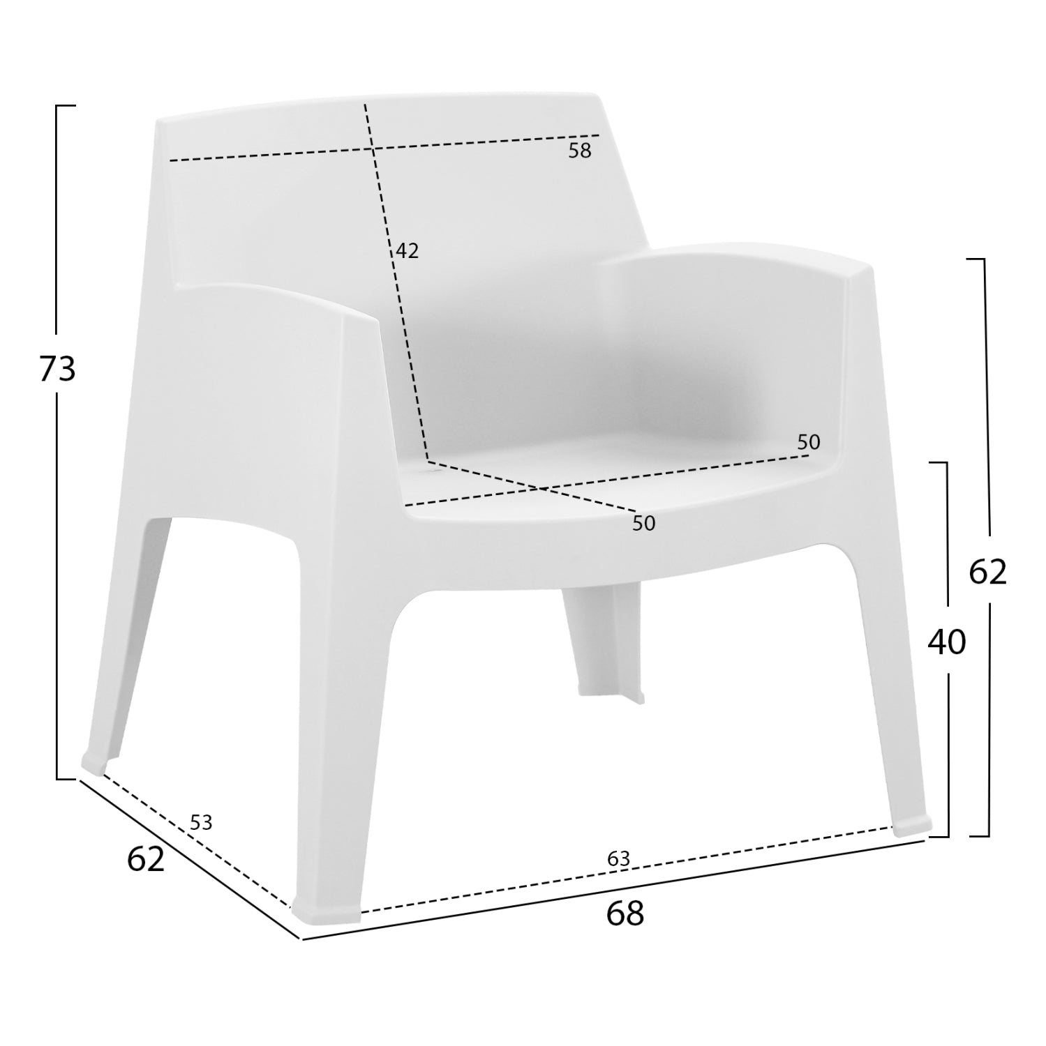 Комплект за отдих от 4 част, елегантен бял полипропилен