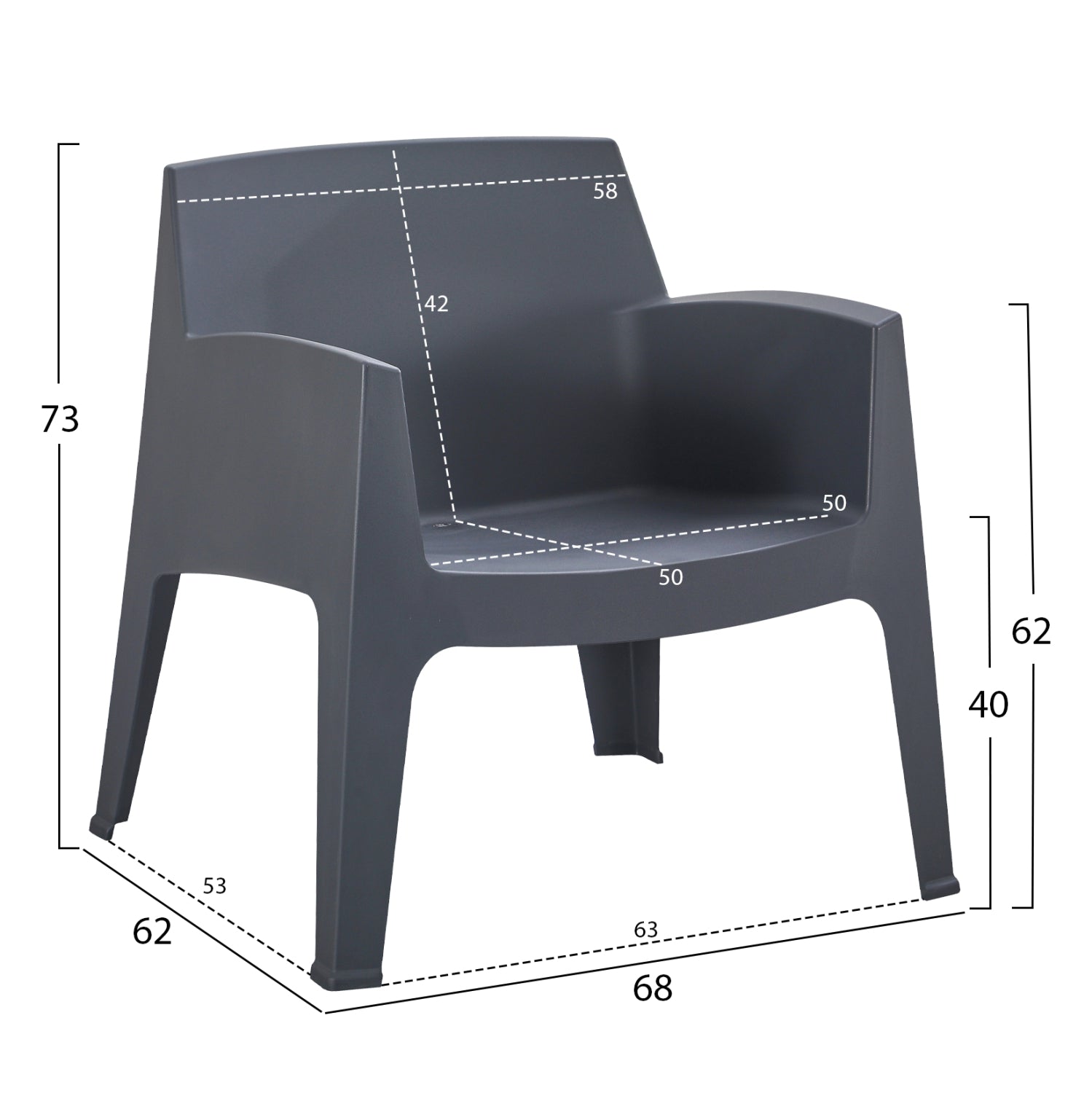 Комплект за отдих от 4 часта, елегантен сив полипропилен