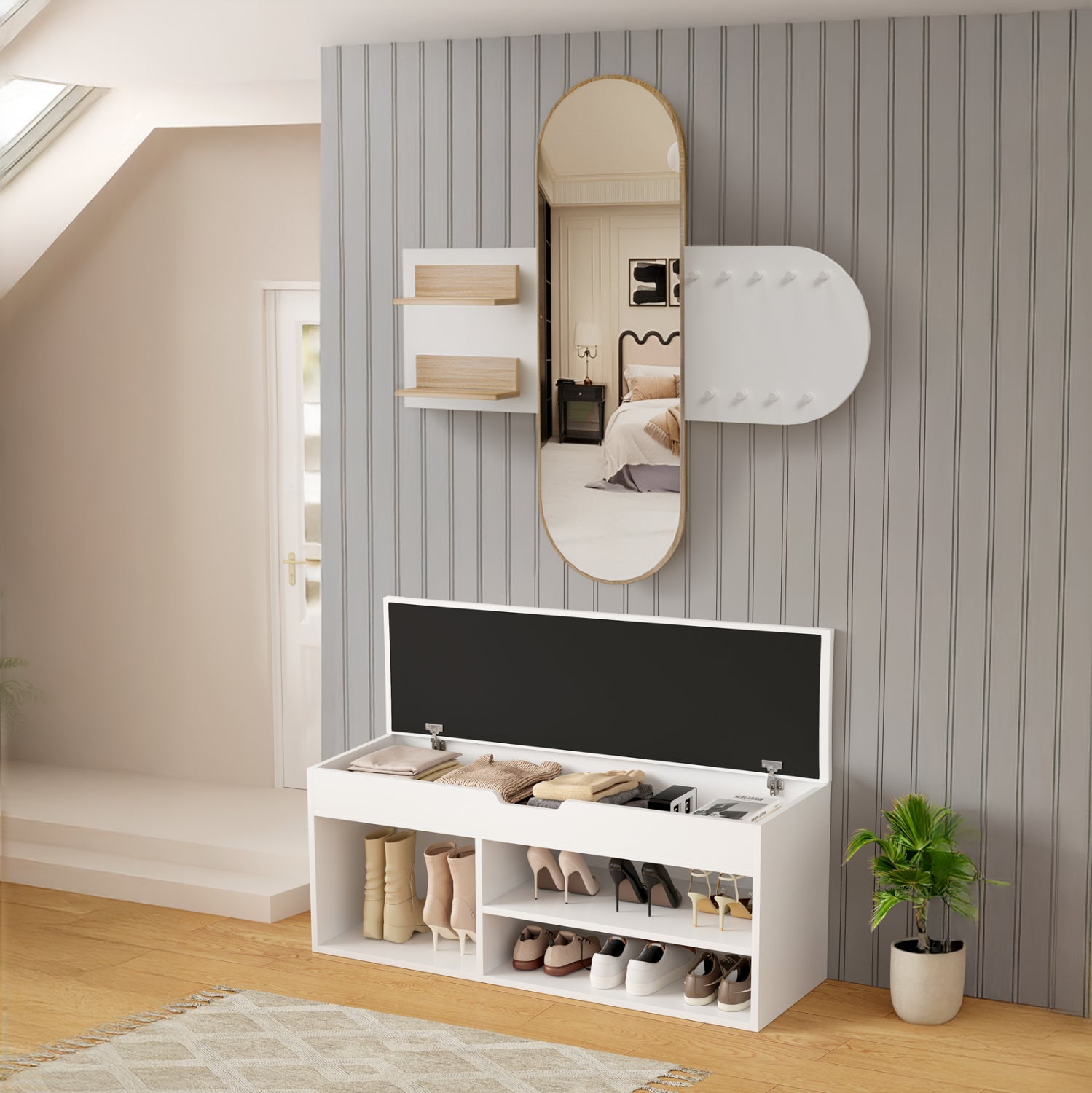 Входен комплект антре 2бр CHERYL меламин в бяло-сонама 125x40x120см