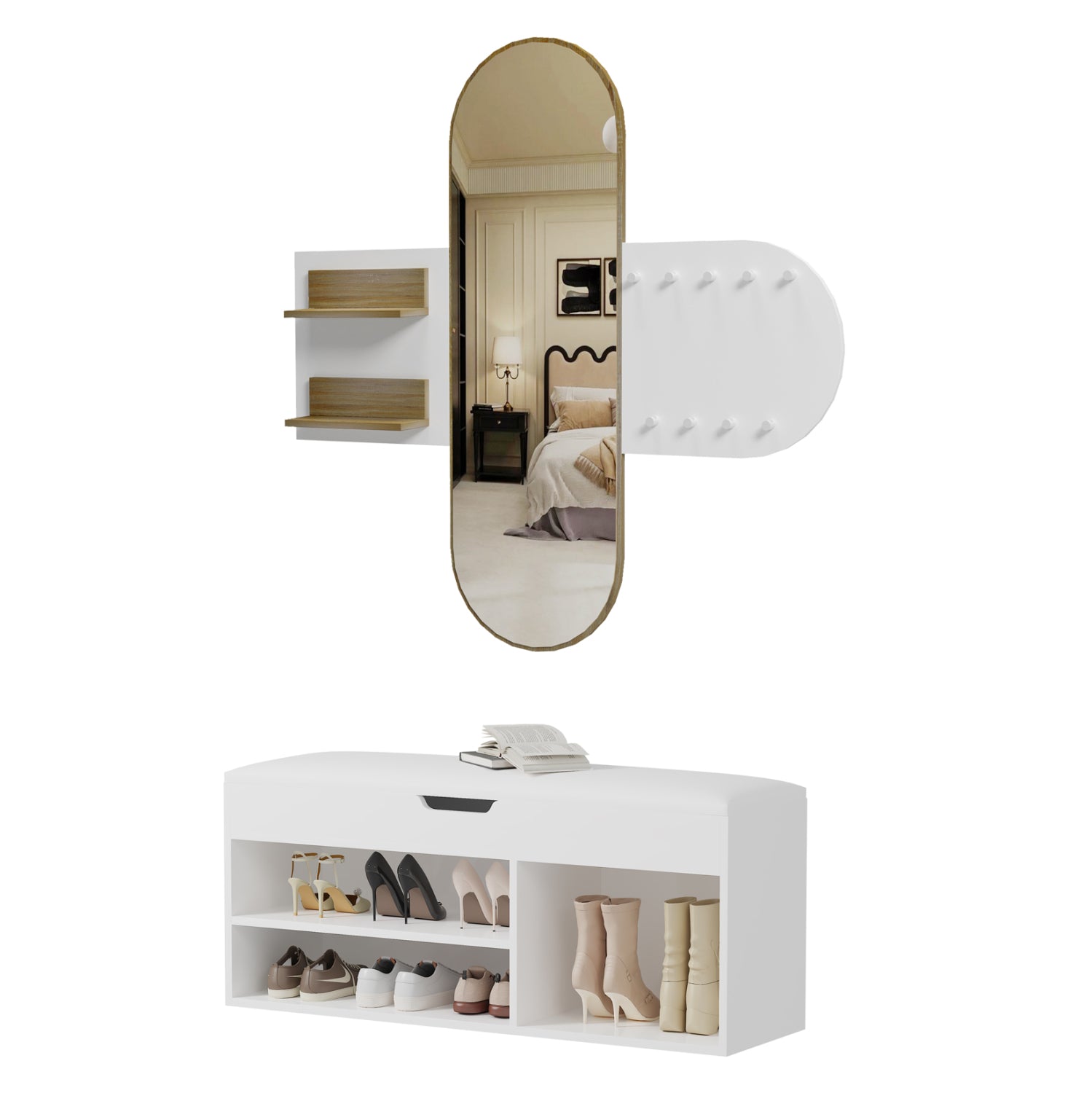 Входен комплект антре 2бр CHERYL меламин в бяло-сонама 125x40x120см