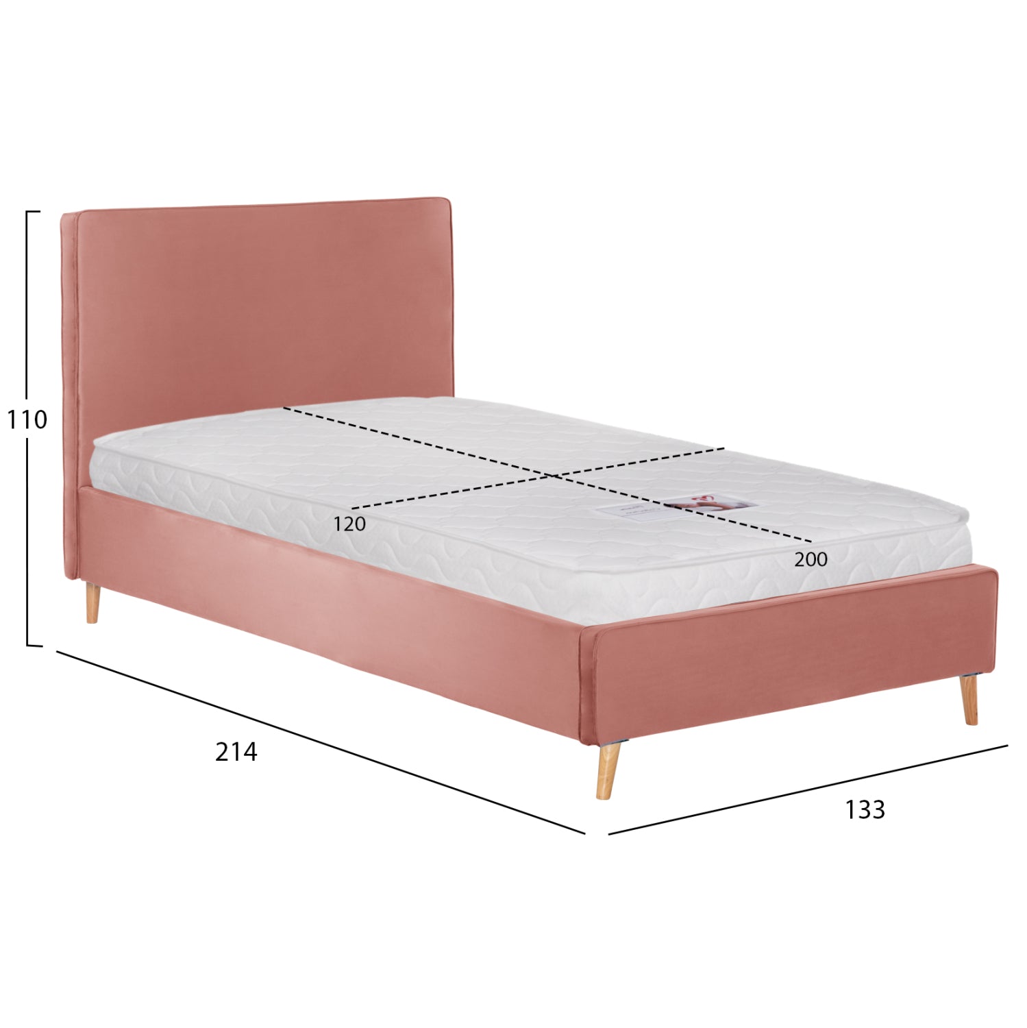 Легло с матрак MAYLIN кадифе гнила ябълка 120x200 см