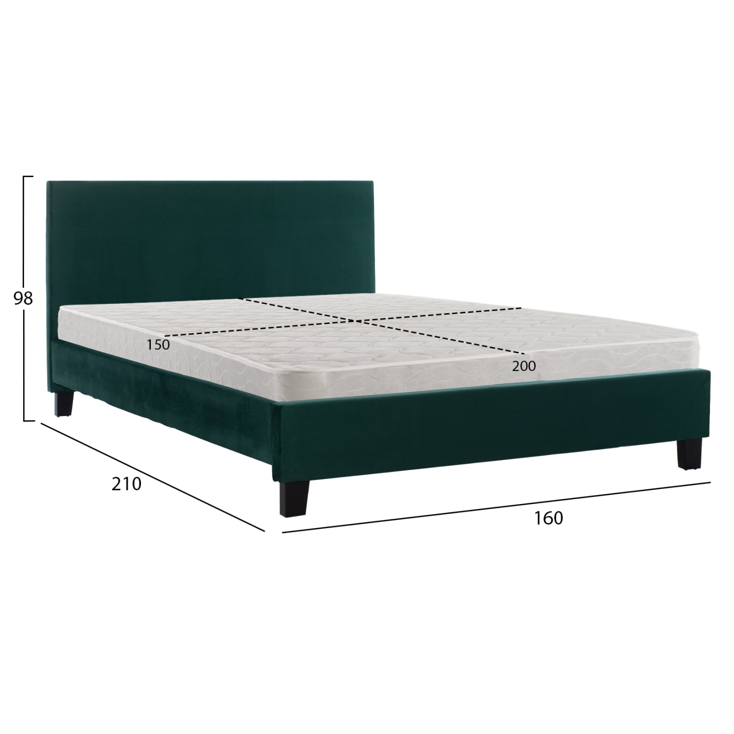 Легло с матрак Becca кипарис кадифе -- за 150x200см