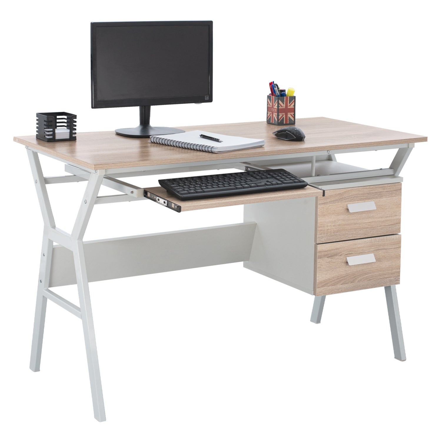 Офис бюро VITINO сонома-бял цвят 120X60X76см