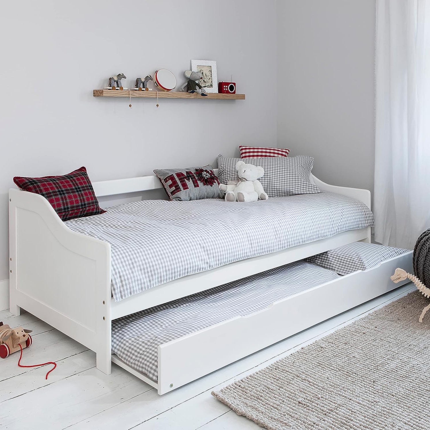 Разтегателен диван TRADDY бял - с 2 матрака, 90x190 см